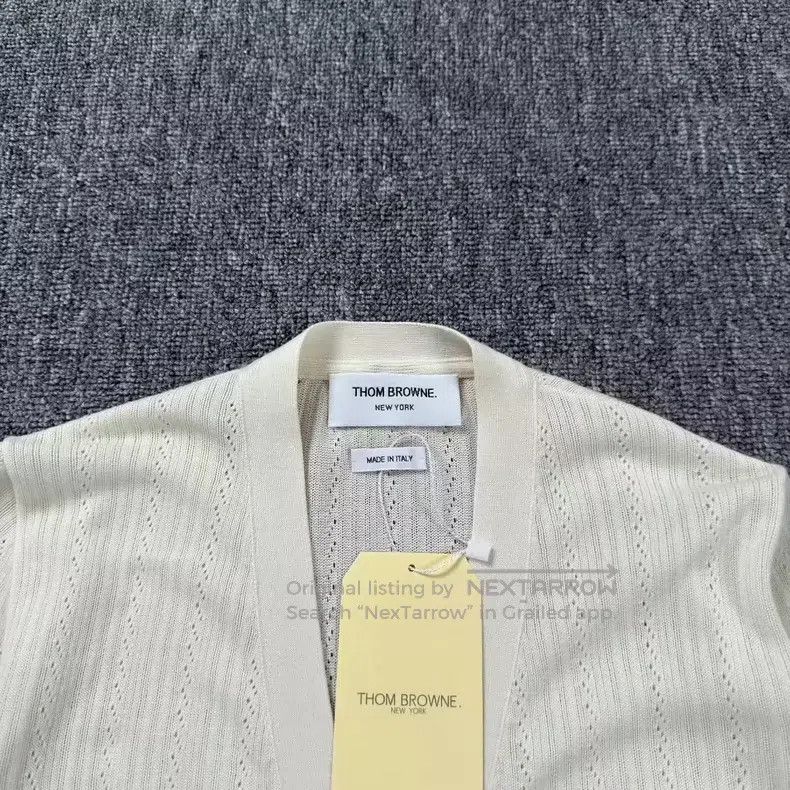 Thom Browne Thom Browne White striped knit cardigan Size S / US 4 / IT 40 - 2 Thumbnail
