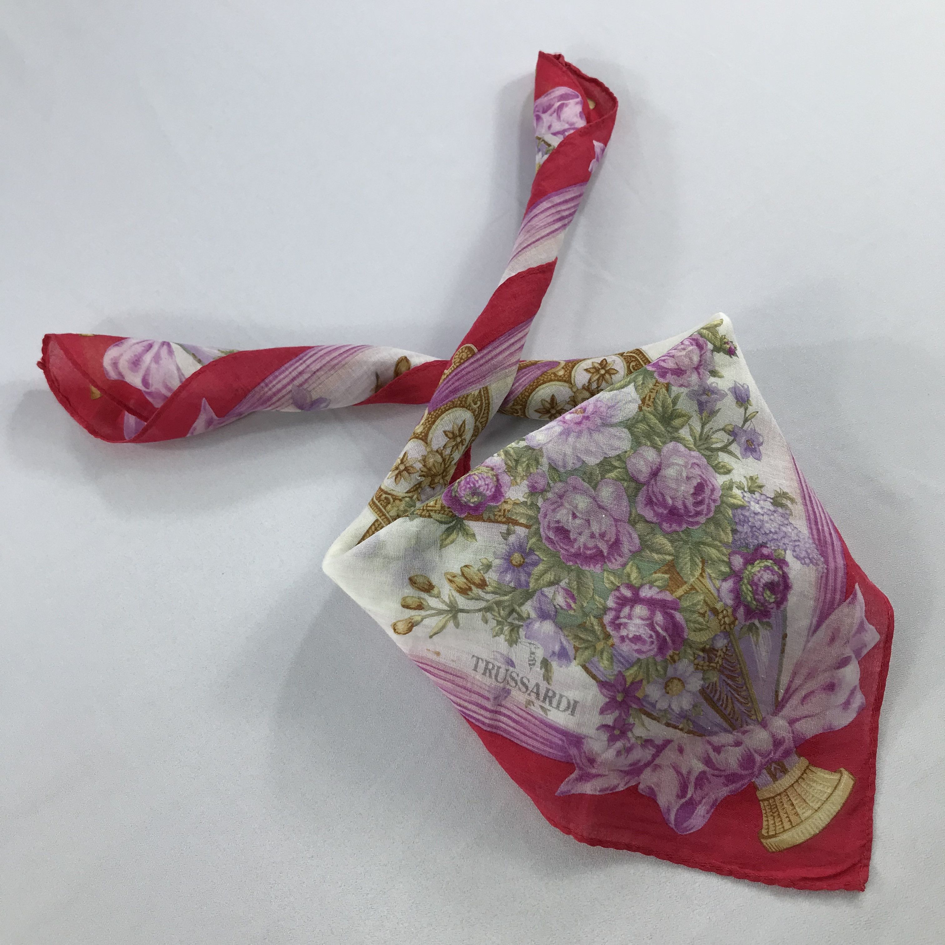 Trussardi × Vintage Trussardi Bandana / Handkerchief / Neckerchief - S2688 Size ONE SIZE - 4 Thumbnail