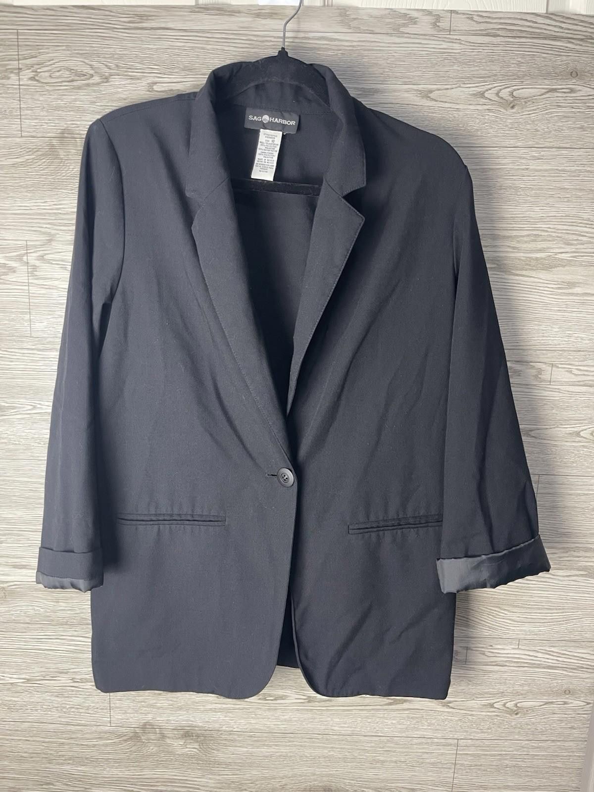 Other Vintage Sag Harbor Jacket Womens 10 Black Blazer Coat Size L / US 10 / IT 46 - 1 Thumbnail