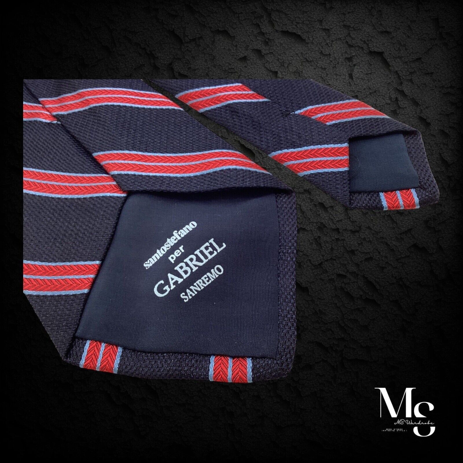 Brioni SANTOSTEFANO Blue Striped Luxury Silk Tie Hand Made In Italy Size ONE SIZE - 4 Thumbnail