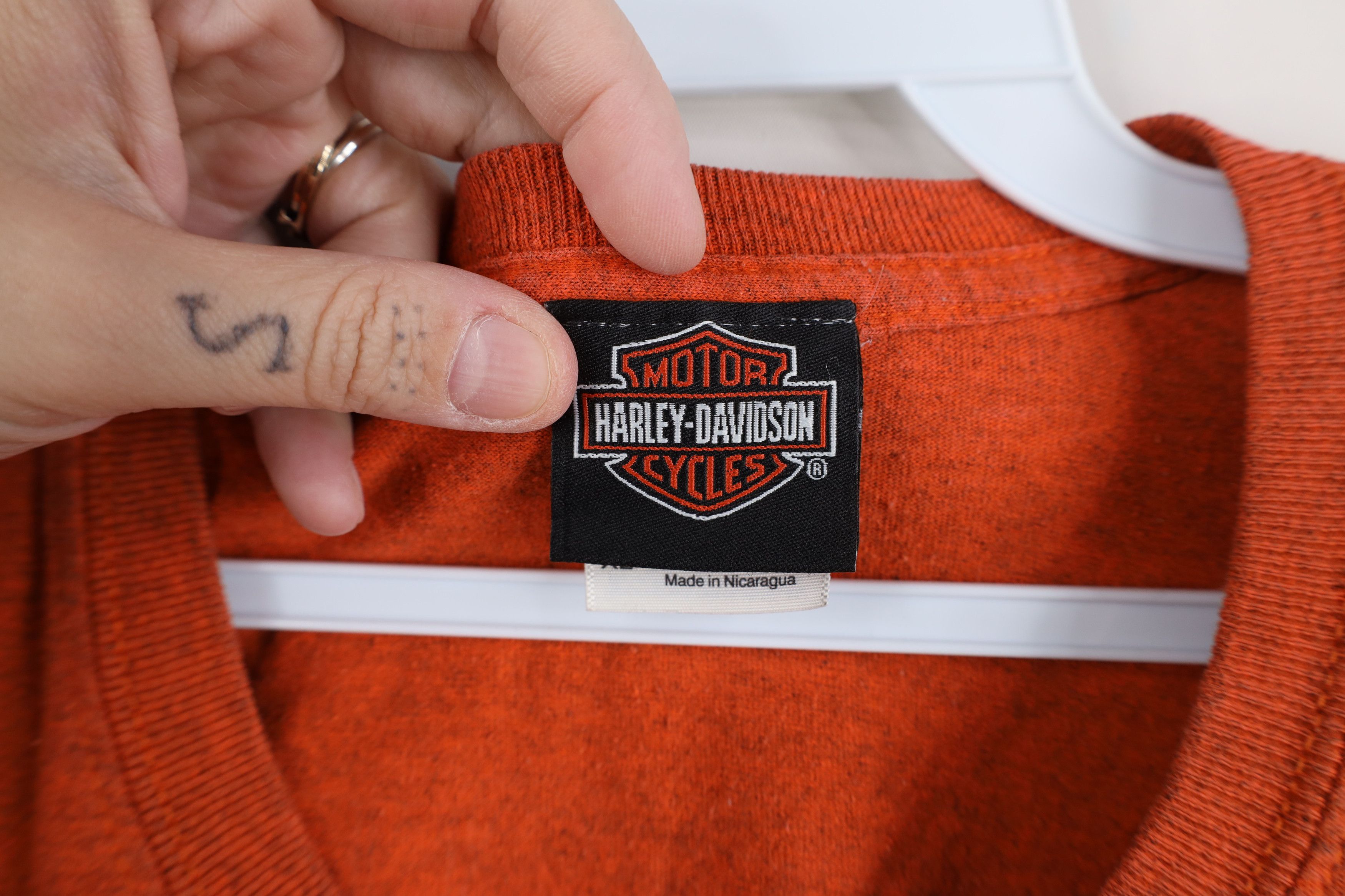 Harley Davidson Vintage Y2K Harley Davidson Spell Big Logo T-Shirt Orange Size US XL / EU 56 / 4 - 9 Thumbnail