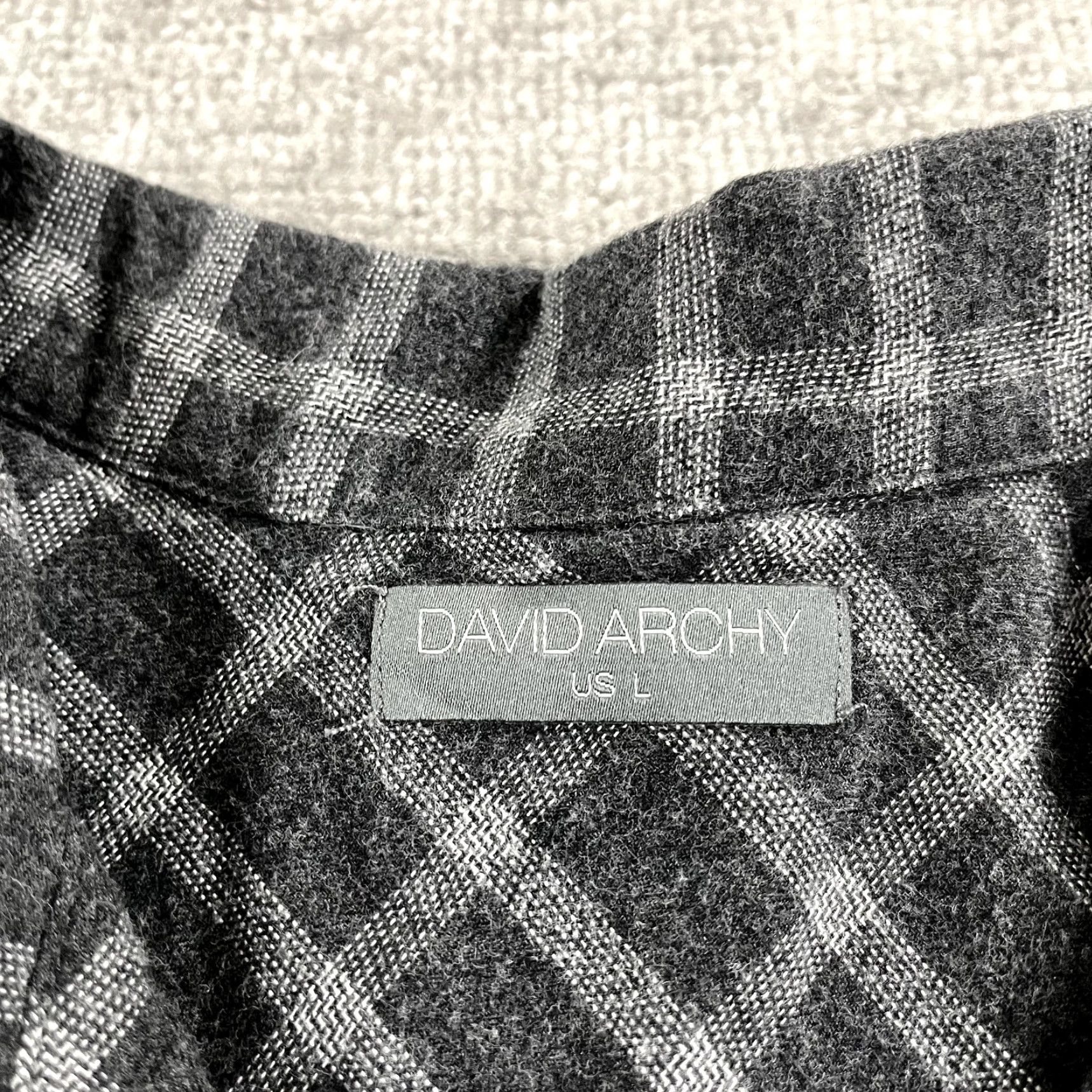 Vintage DAVID ARCHY Shirt Mens L Gray Plaid Relaxed Lounge Button Up Long Sleeve Shirt Size US L / EU 52-54 / 3 - 2 Thumbnail
