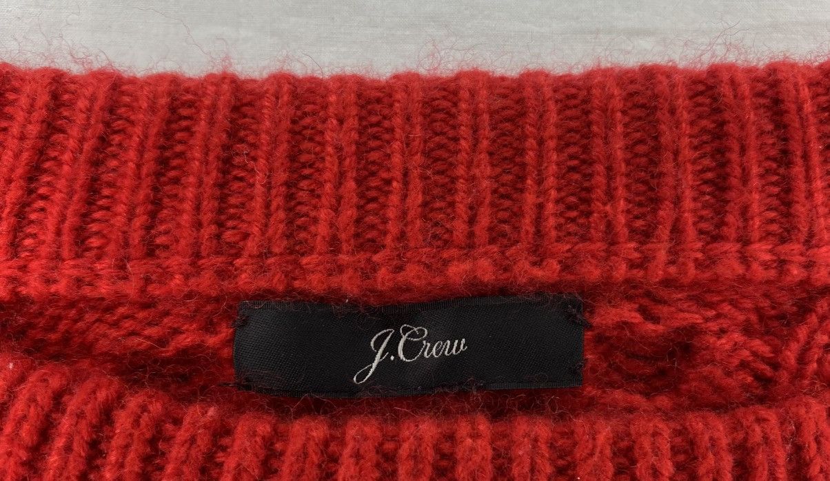 J.Crew J Crew Sweater Lambswool Blend Cable Knit Red Pom Pom Size S / US 4 / IT 40 - 2 Thumbnail