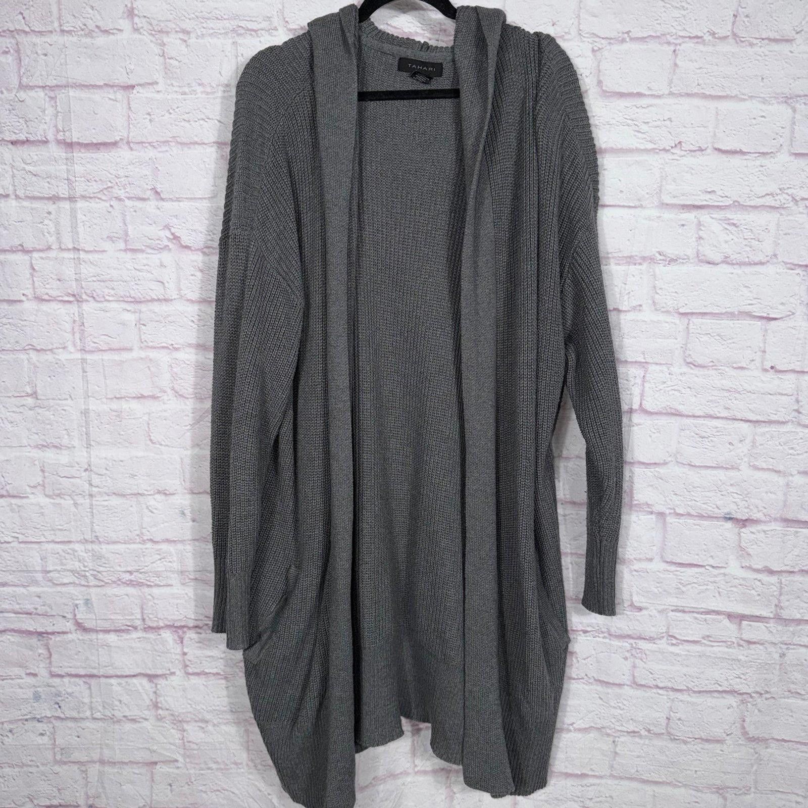 Elie Tahari Tahari Women's 3X Plus Size Hooded Open Front Cardigan Size 3XL / US 20-22 - 1 Thumbnail
