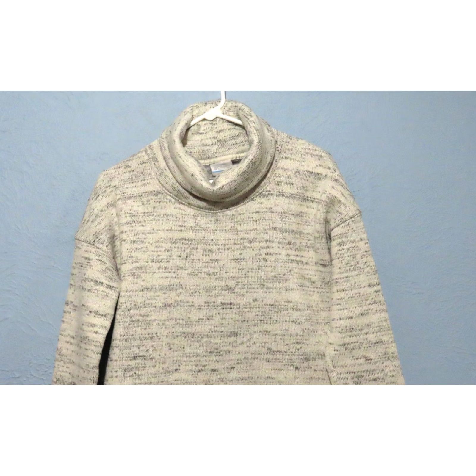 Vintage Columbia Pullover Women's S White Gray Turtleneck Tight Knit Sweater Shirt Size S / US 4 / IT 40 - 3 Thumbnail