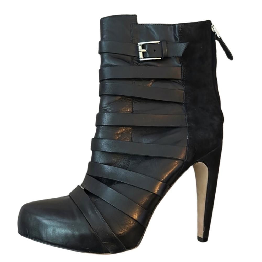 Designer Sam Edelman Strappy Black Leather Platform Ankle Boots 10 Size US 10 / IT 40 - 1 Thumbnail