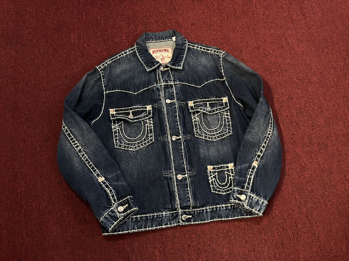 image of Supreme x True Religion Denim Trucker Jacket in Blue, Men's (Size Large)