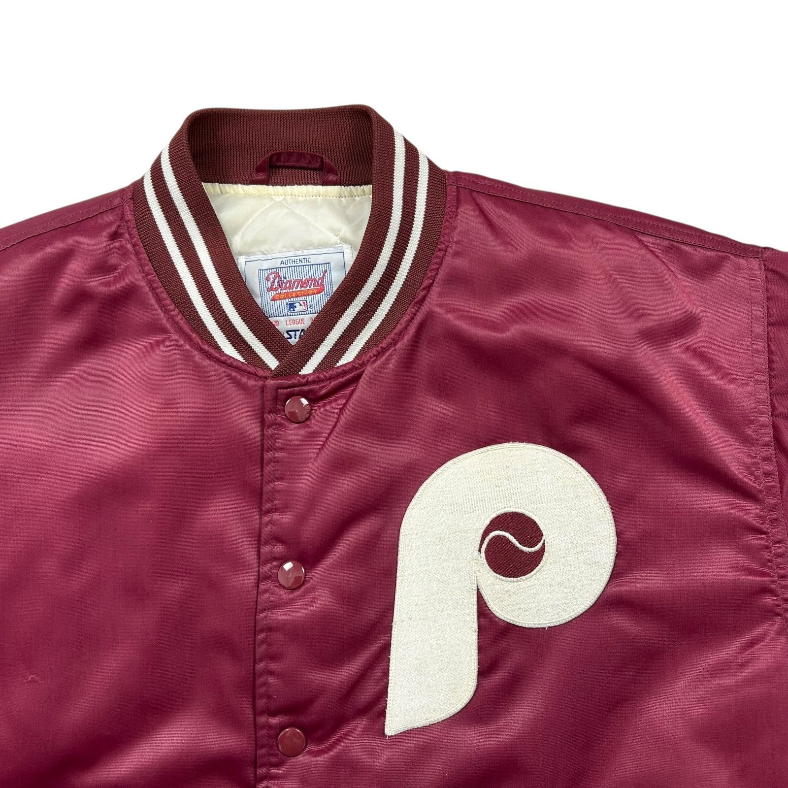 MLB VTG 90s PHILADELPHIA PHILLIES STARTER SATIN JACKET SPELL OUT Size US M / EU 48-50 / 2 - 3 Thumbnail