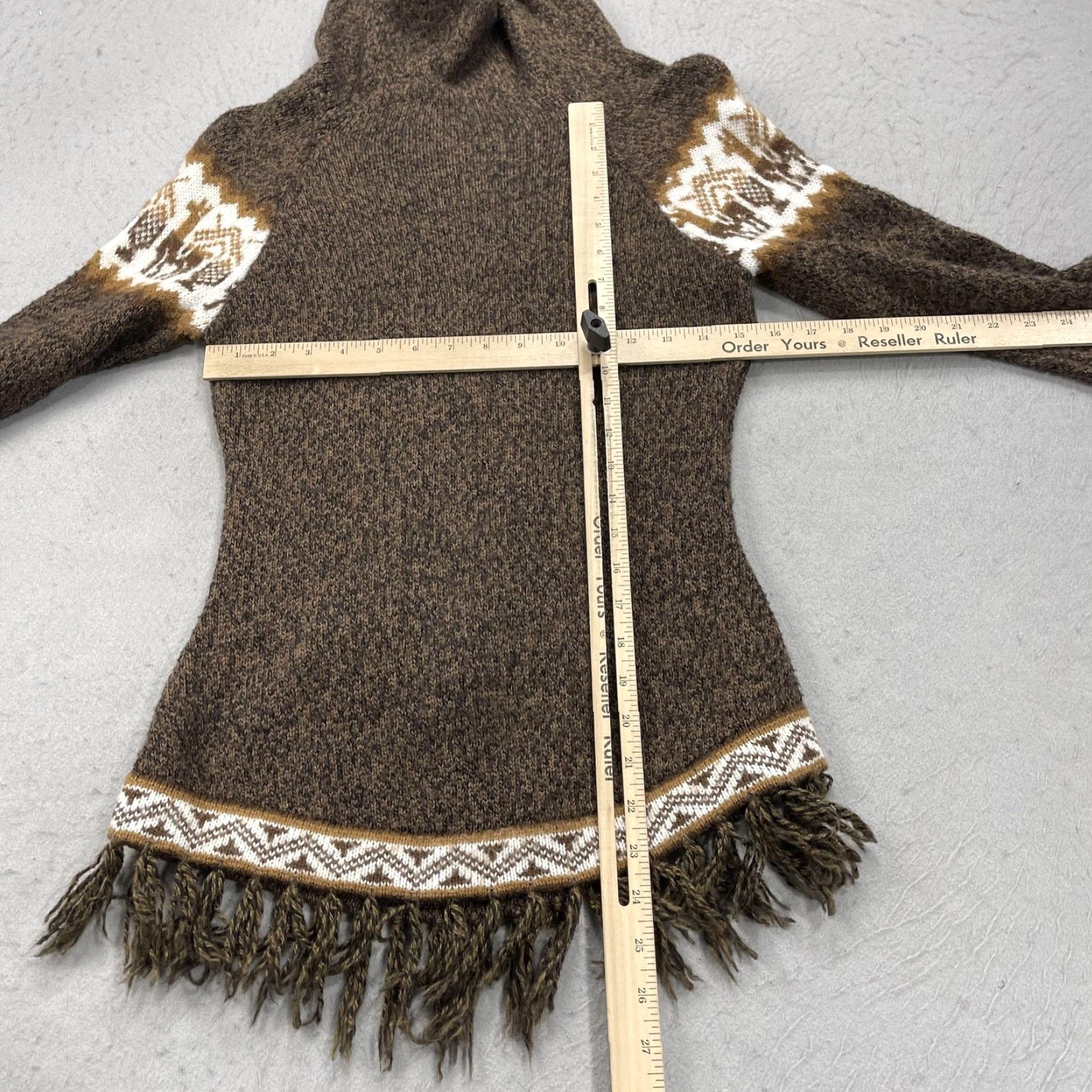 Vintage VINTAGE Grupo Brisanti SAC Sweater Womens S Brown Hooded Tunic Llama Fringe Peru Size S / US 4 / IT 40 - 6 Thumbnail
