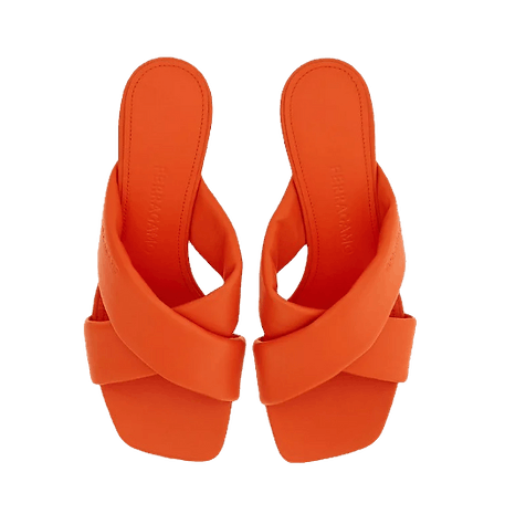 Salvatore Ferragamo o1s1rm0824 Aludra 55 Mules in Orange Size US 9.5 / IT 39.5 - 3 Thumbnail