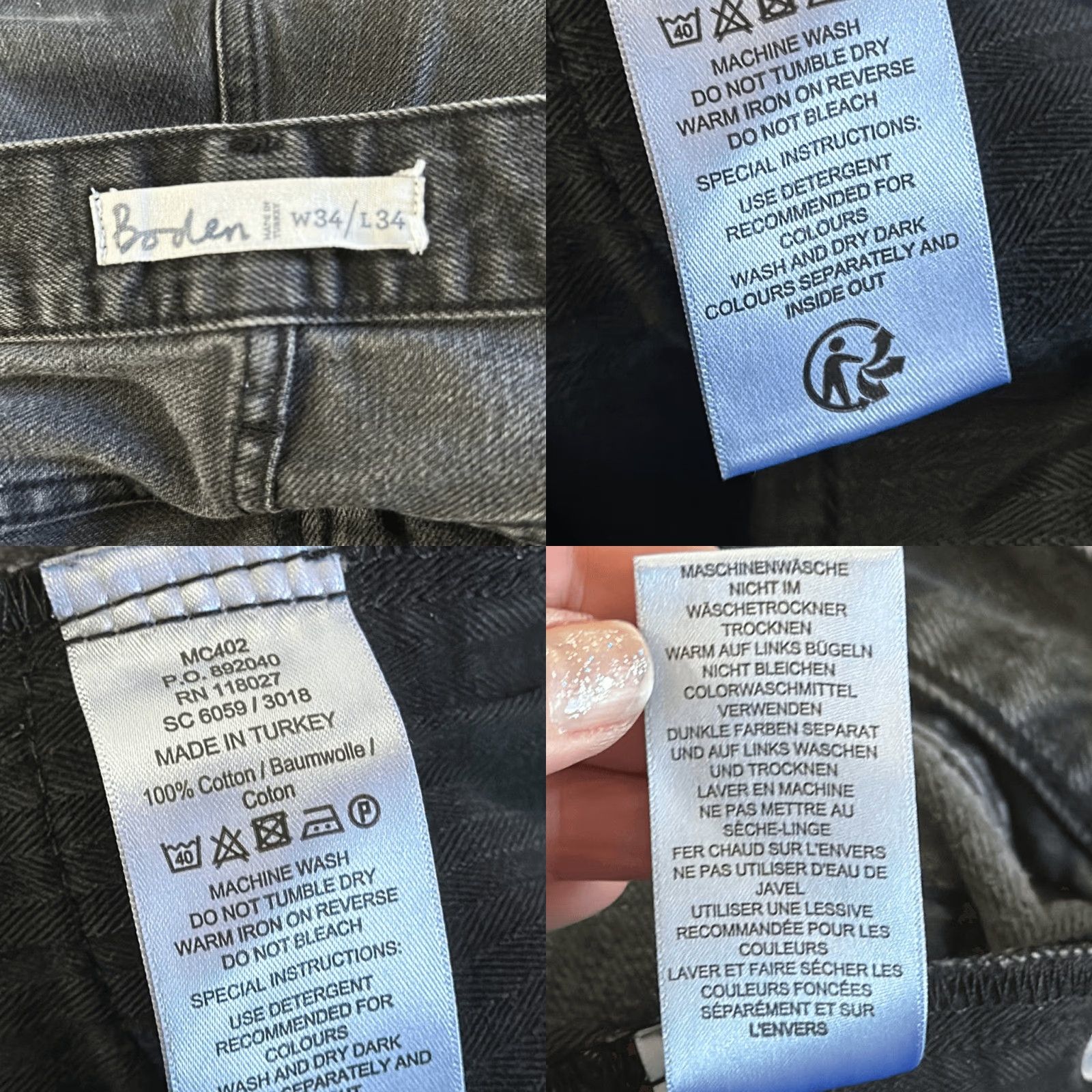 Boden Boden Jeans Mens Black 34x34 100% cotton Made in Turkey Inseam 34" Straight Mens Size US 34 / EU 50 - 8 Thumbnail