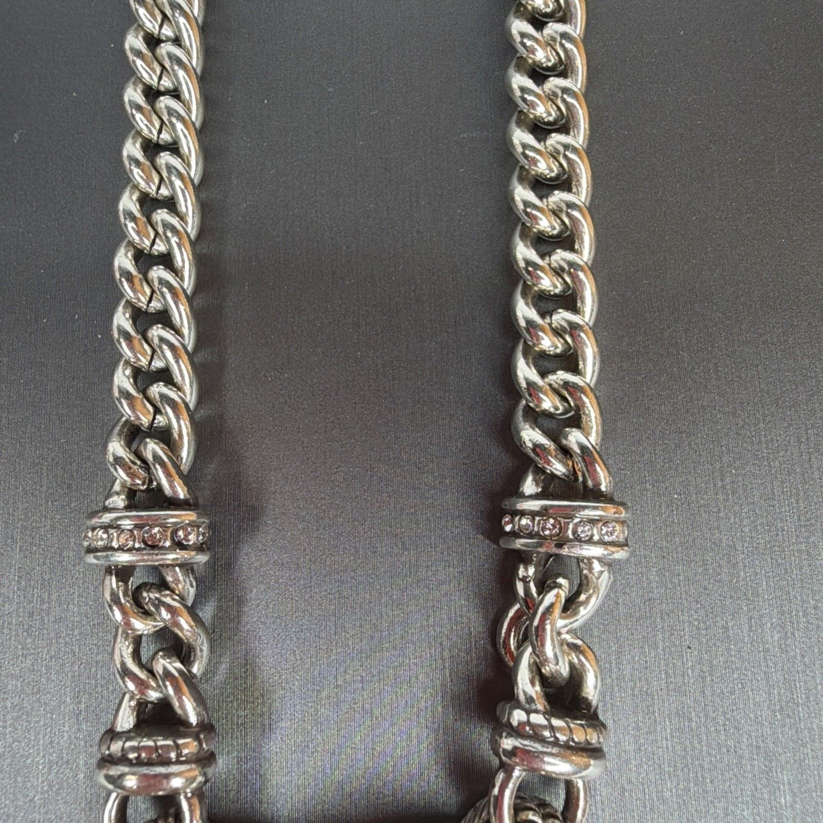 Brighton Brighton Silver Tone Chunky Chain Pave Open Heart Necklace Size ONE SIZE - 6 Thumbnail