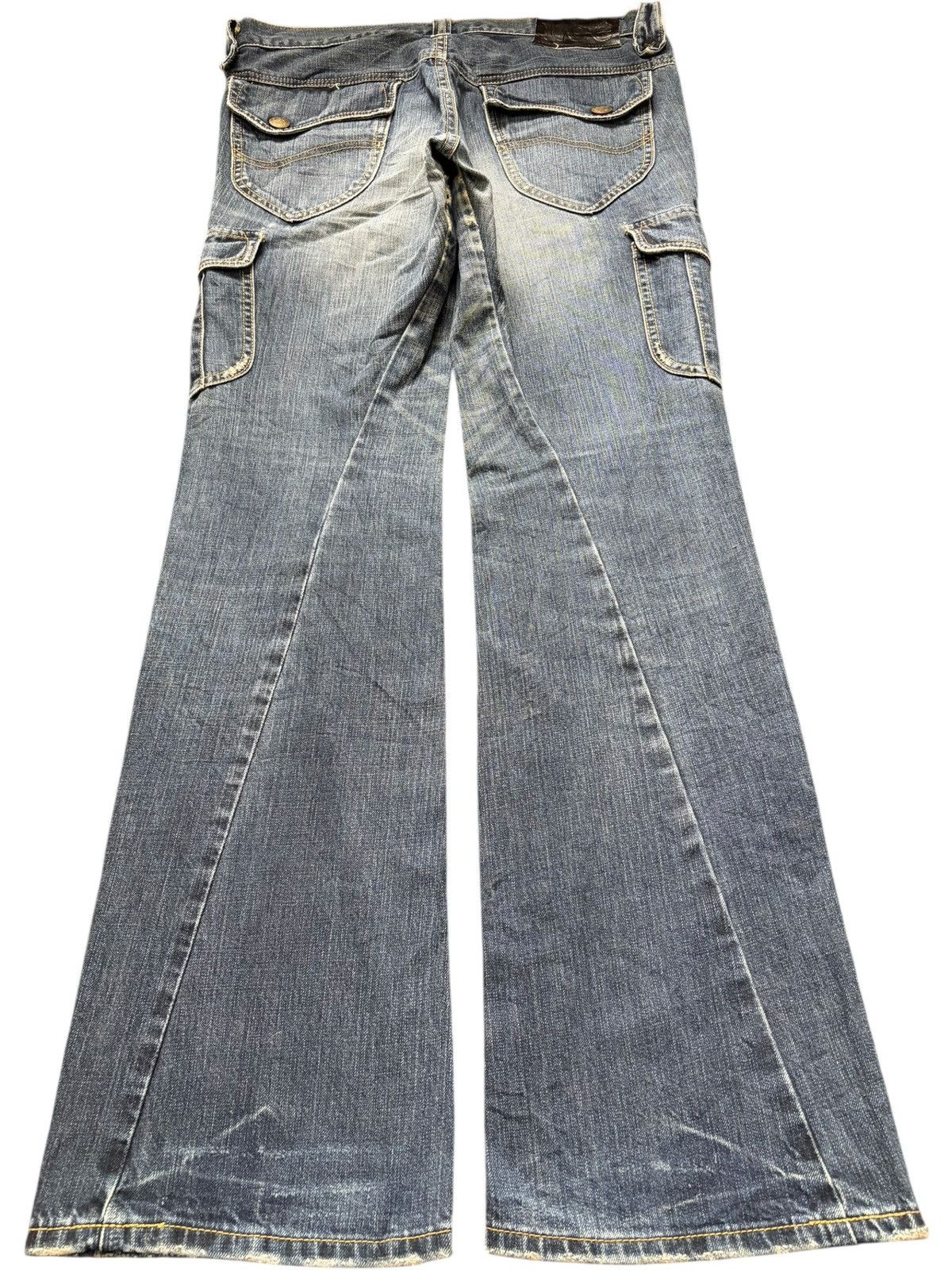 Lee Vintage Lee Riders Distressed Cargo Flare Jeans Size 32" / US 10 / IT 46 - 2 Thumbnail
