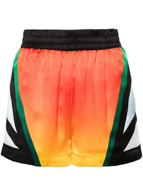Casablanca o1mle0326 Drawstring Silk Shorts Casa Moto Sport Multicolor Size US 30 / EU 46 - 1 Thumbnail