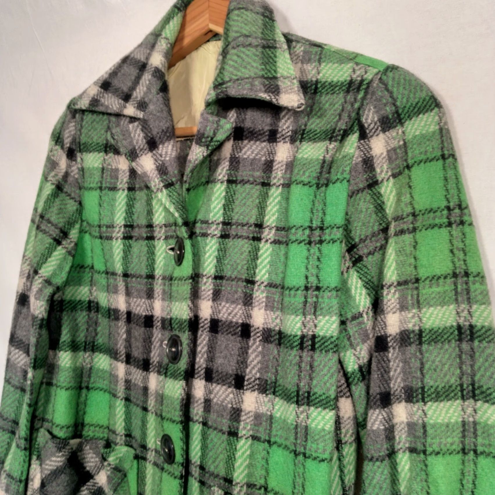 Vintage VINTAGE Women's Shirt Jacket Coat S Wool Blend Plaid 1950s 1960s Fall Winter Casual Size S / US 4 / IT 40 - 7 Thumbnail