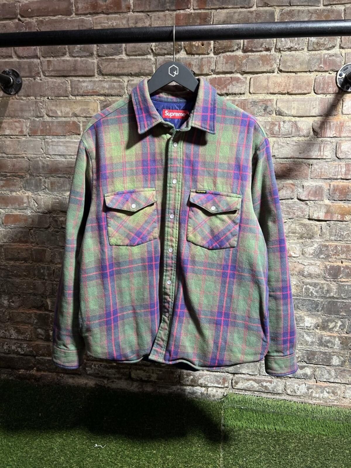 Supreme Supreme Quilted Flannel Green/Purple Sz. M Size ONE SIZE - 1 Thumbnail
