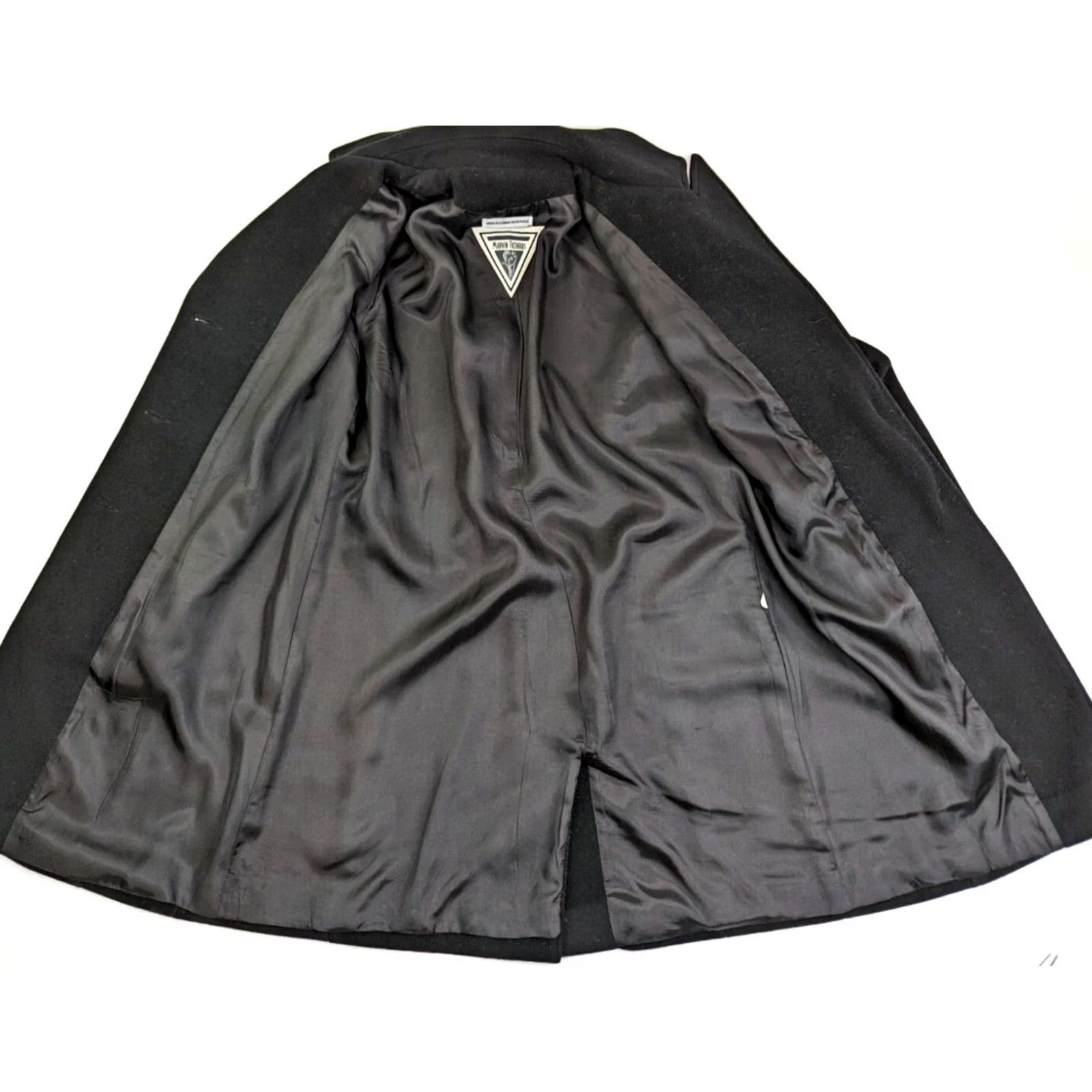 Vintage VINTAGE Marvin Richards Coat Pea Black Lined Wool Long Sleeve Button Down 38R Womens Size M / US 6-8 / IT 42-44 - 2 Thumbnail