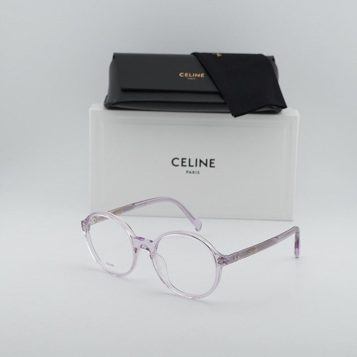 Celine Celine CL50092I 078 Eyeglasses Transparent Lilac 53mm Round Size ONE SIZE - 10 Thumbnail