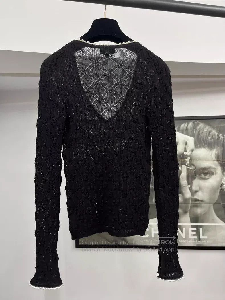 Chanel Chanel Black Pearl V-neck Knitwear Size XS / US 0-2 / IT 36-38 - 3 Thumbnail