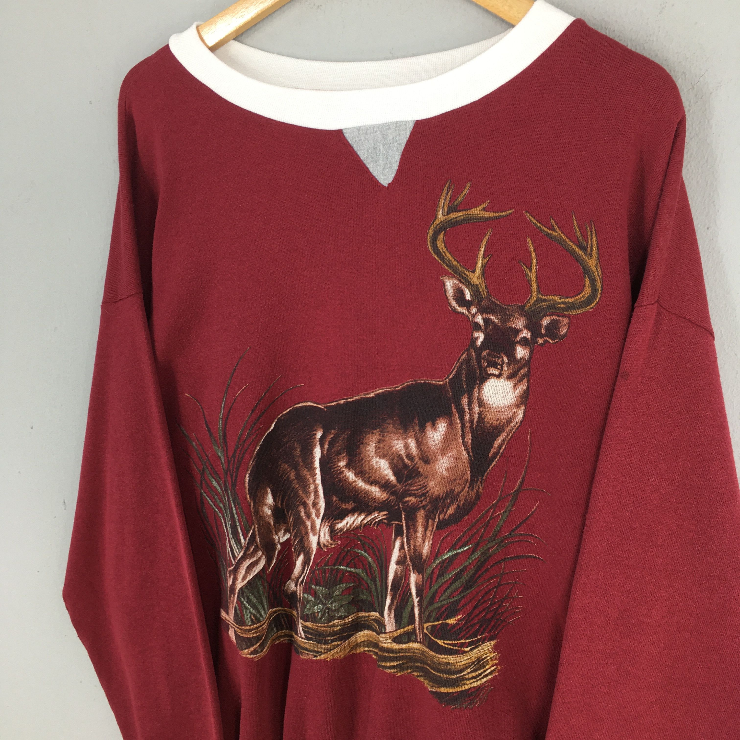 Habitat Vintage Deer Animal White-Tailed Red Sweatshirt 2XLarge Size US XXL / EU 58 / 5 - 3 Thumbnail