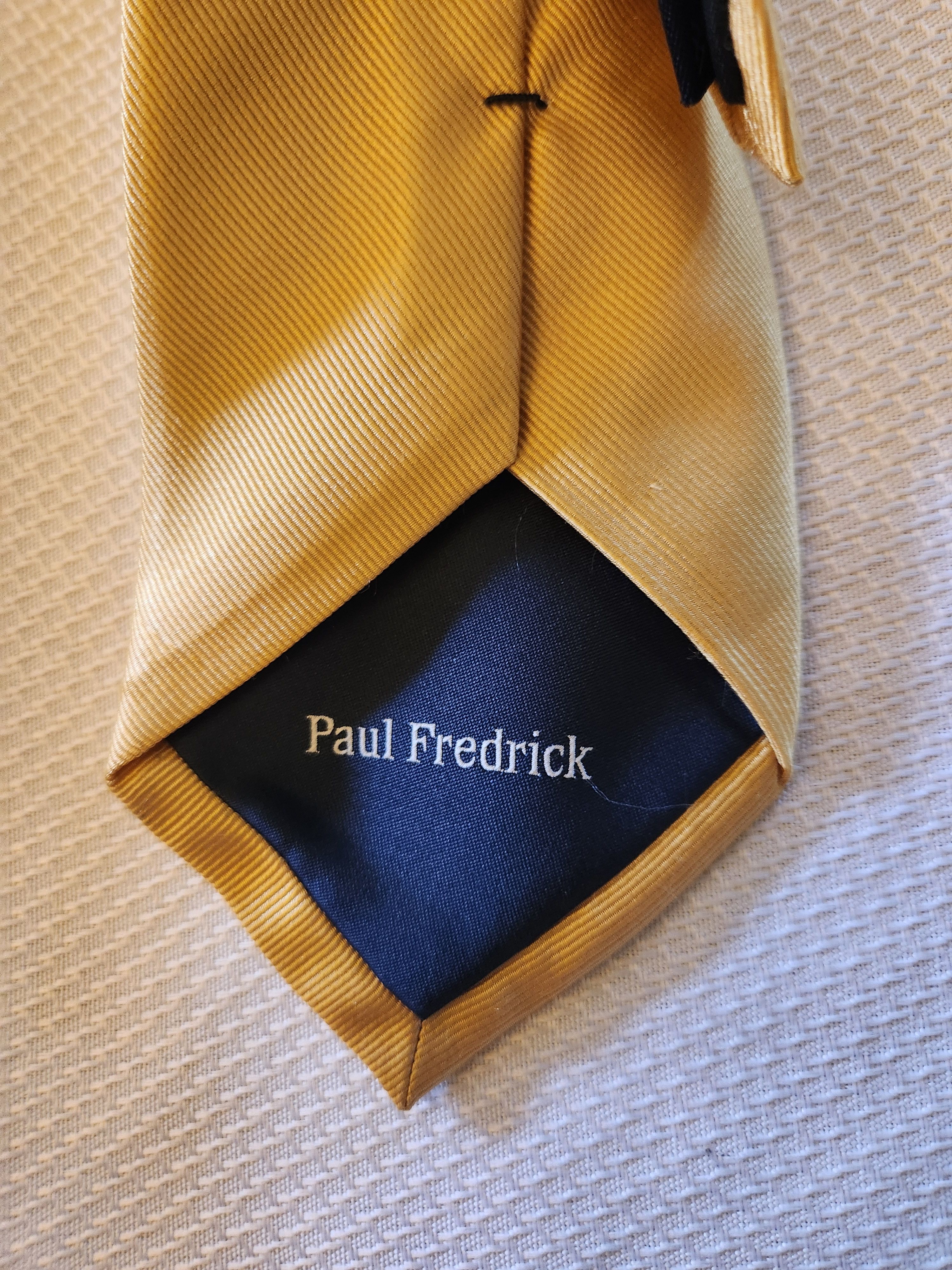 Paul Fredrick Gold 100% Silk Necktie. Size ONE SIZE - 2 Thumbnail