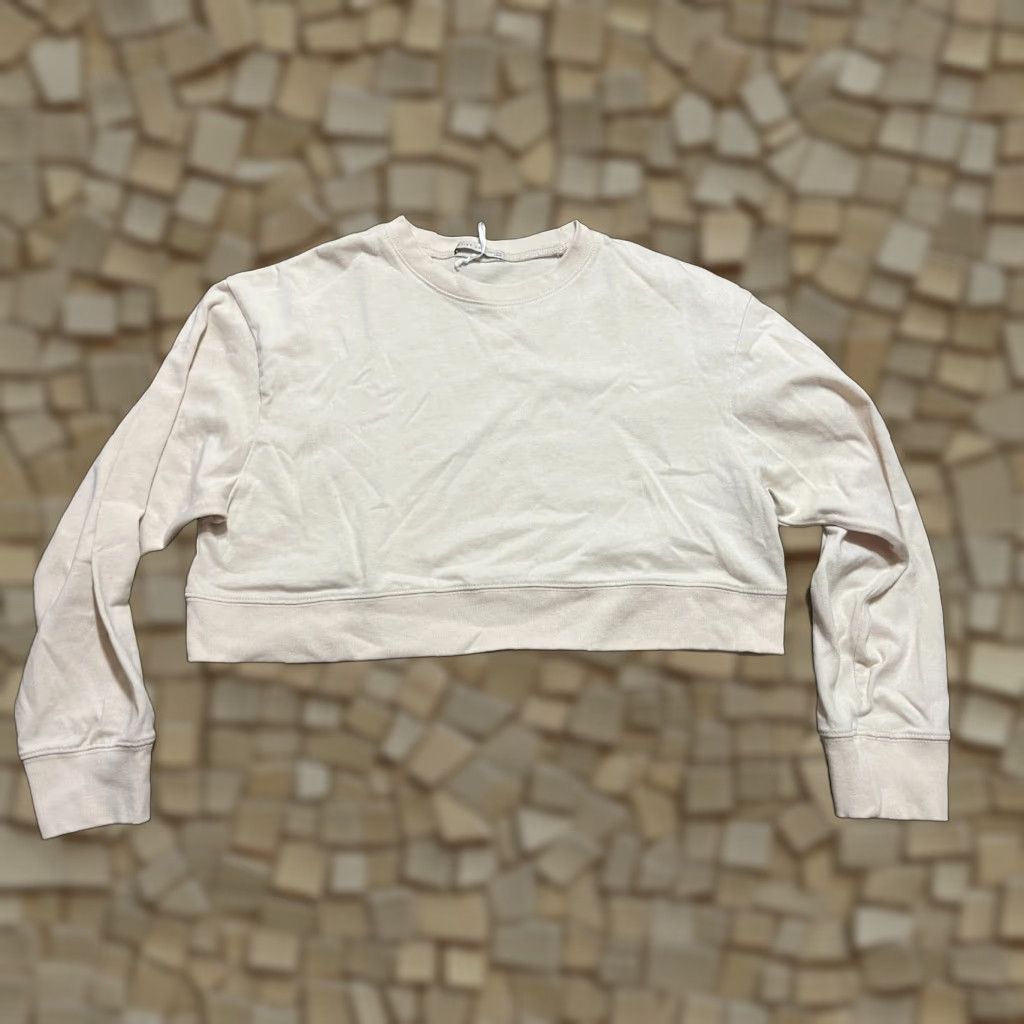 Vintage ACTIVE USA Shirt Women's Large White Crop Top Long Sleeve T-Shirt Regular Cropped Modern USA Boy? Size L / US 10 / IT 46 - 1 Thumbnail