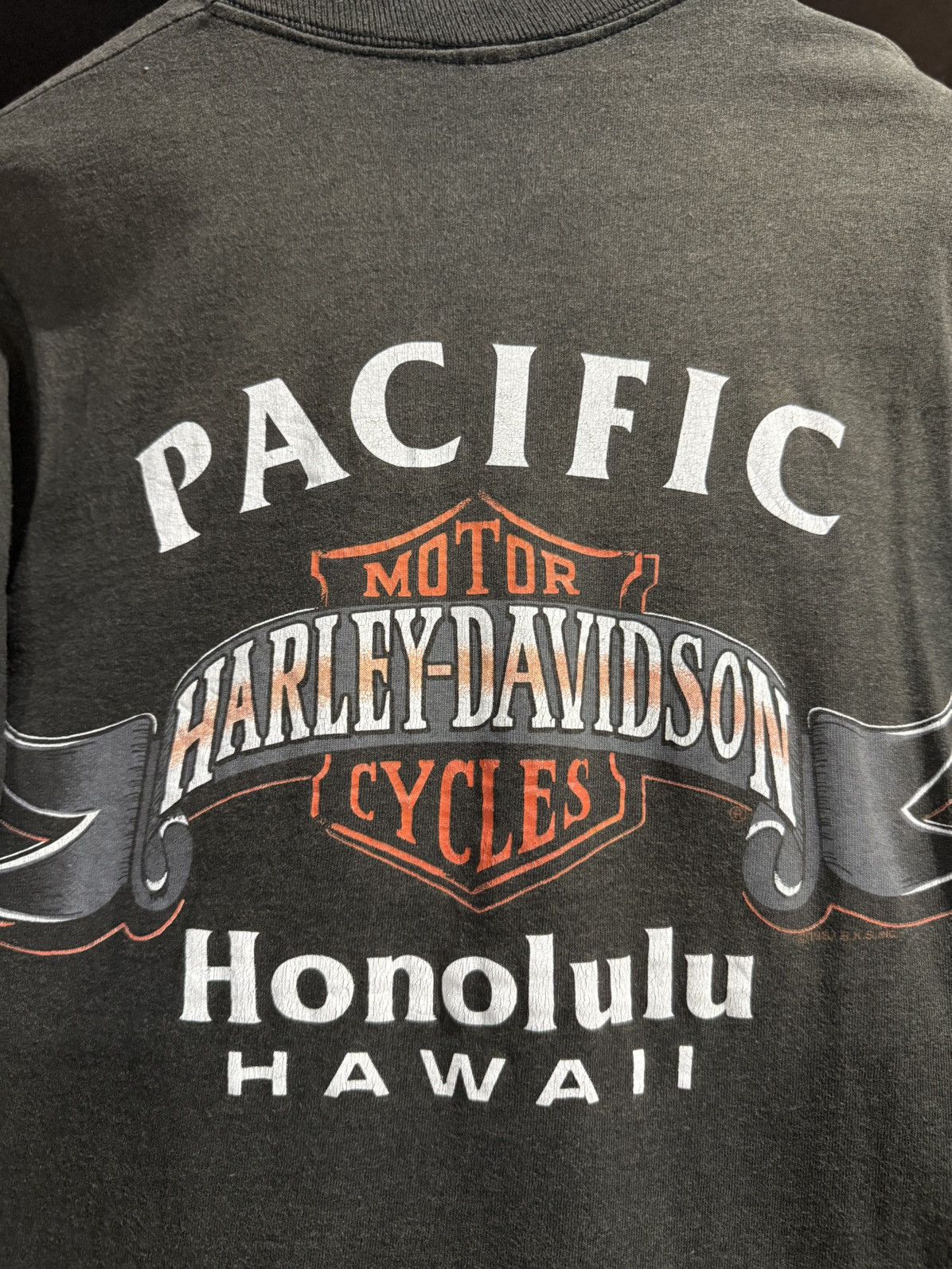 Anvil × Harley Davidson × Vintage Thrashed Vintage 90sHarley Davidson Pocket Sun Faded Anvil T Size US M / EU 48-50 / 2 - 2 Thumbnail