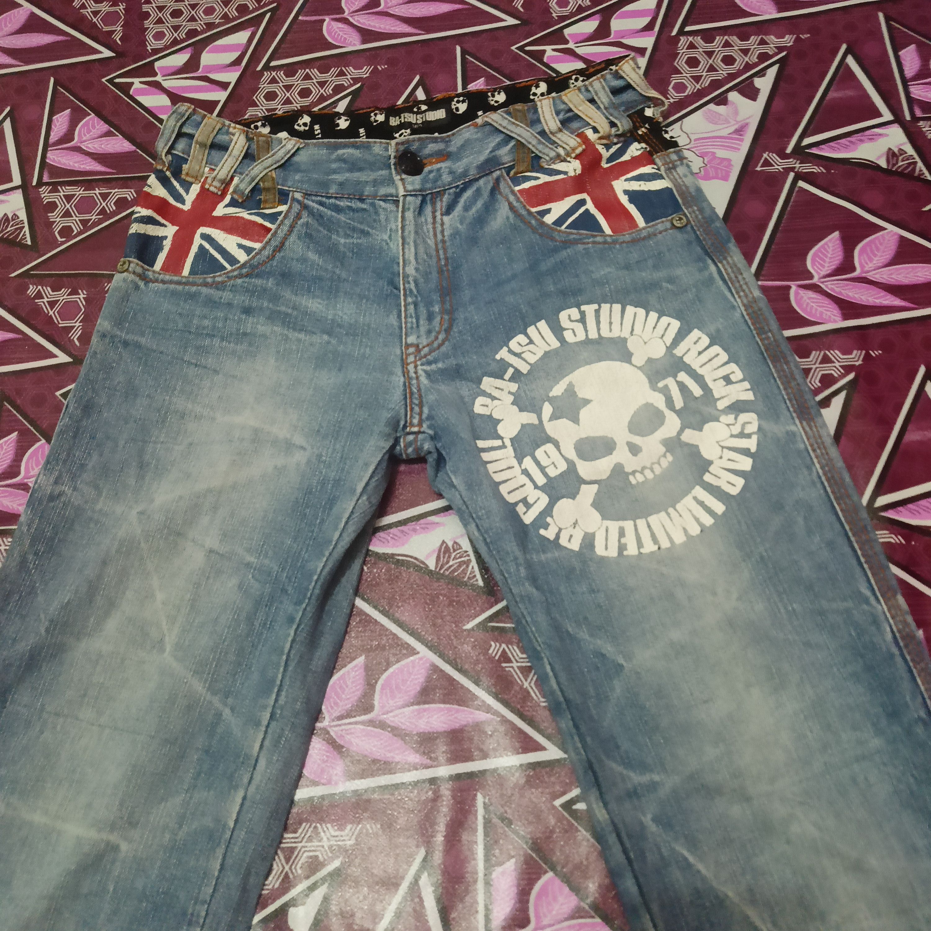 Japanese Brand RARE JEANS SKULLS BA-TSU STUDIOS BOY Flared Denim Size US 29 - 2 Thumbnail