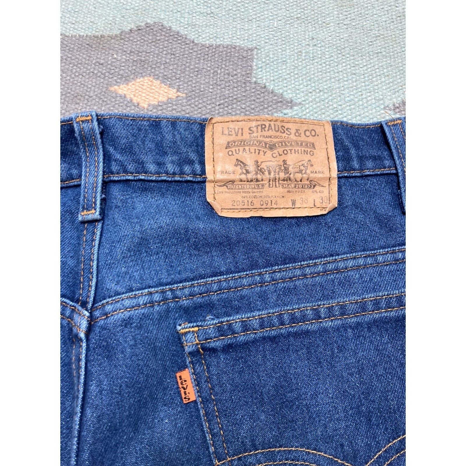 Levi's VINTAGE Levi’s 516 Jeans Men Wide-Leg Dark Indigo 80s 38x29 Baggy Bootcut Orange Tab Blues Full Size US 38 / EU 54 - 4 Thumbnail