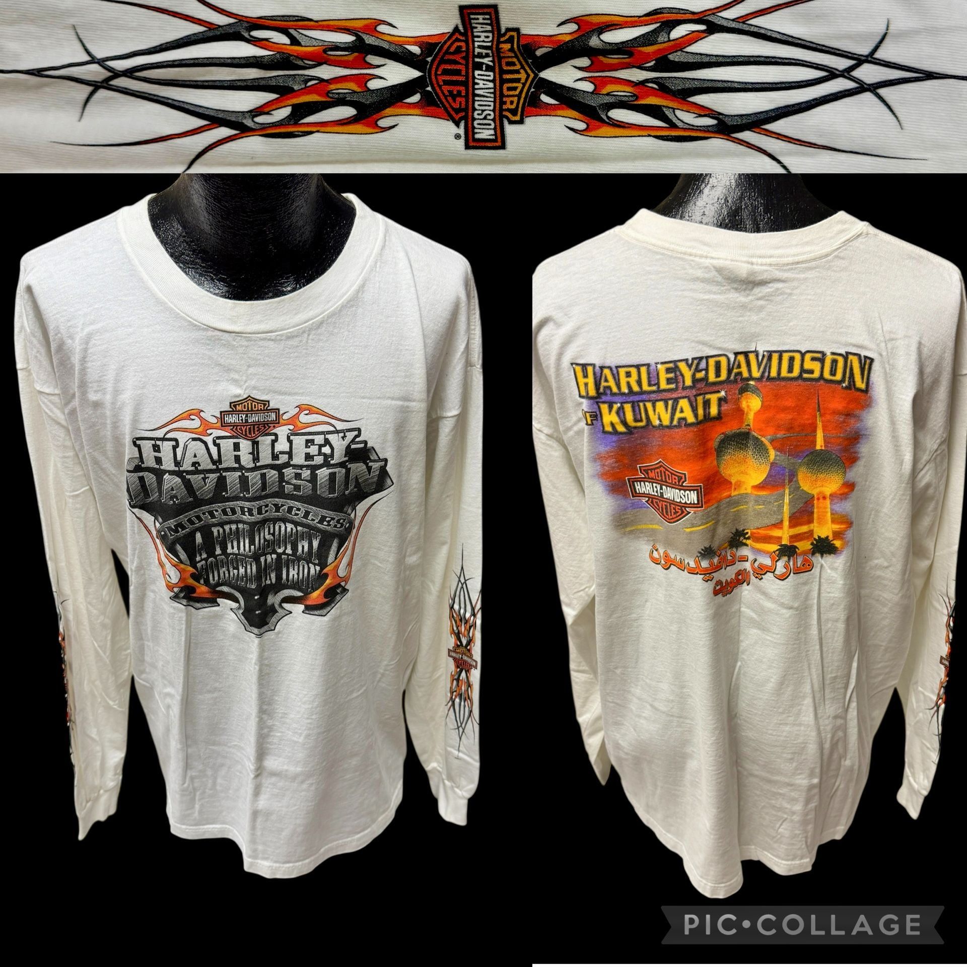 Harley Davidson Y2K HD KUWAIT Motorcycle FLAMES Long Sleeve T Shirt USA 2XL Size US XXL / EU 58 / 5 - 1 Thumbnail