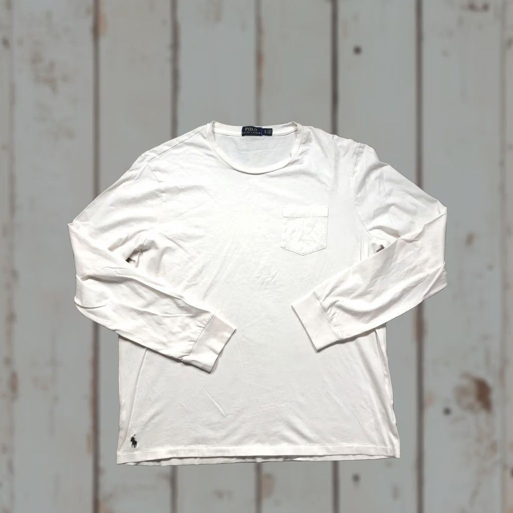 Polo Ralph Lauren Polo Ralph Lauren Shirt Mens XL White Long Sleeve Pocket Tee Pony Logo Crewneck Size US XL / EU 56 / 4 - 1 Thumbnail