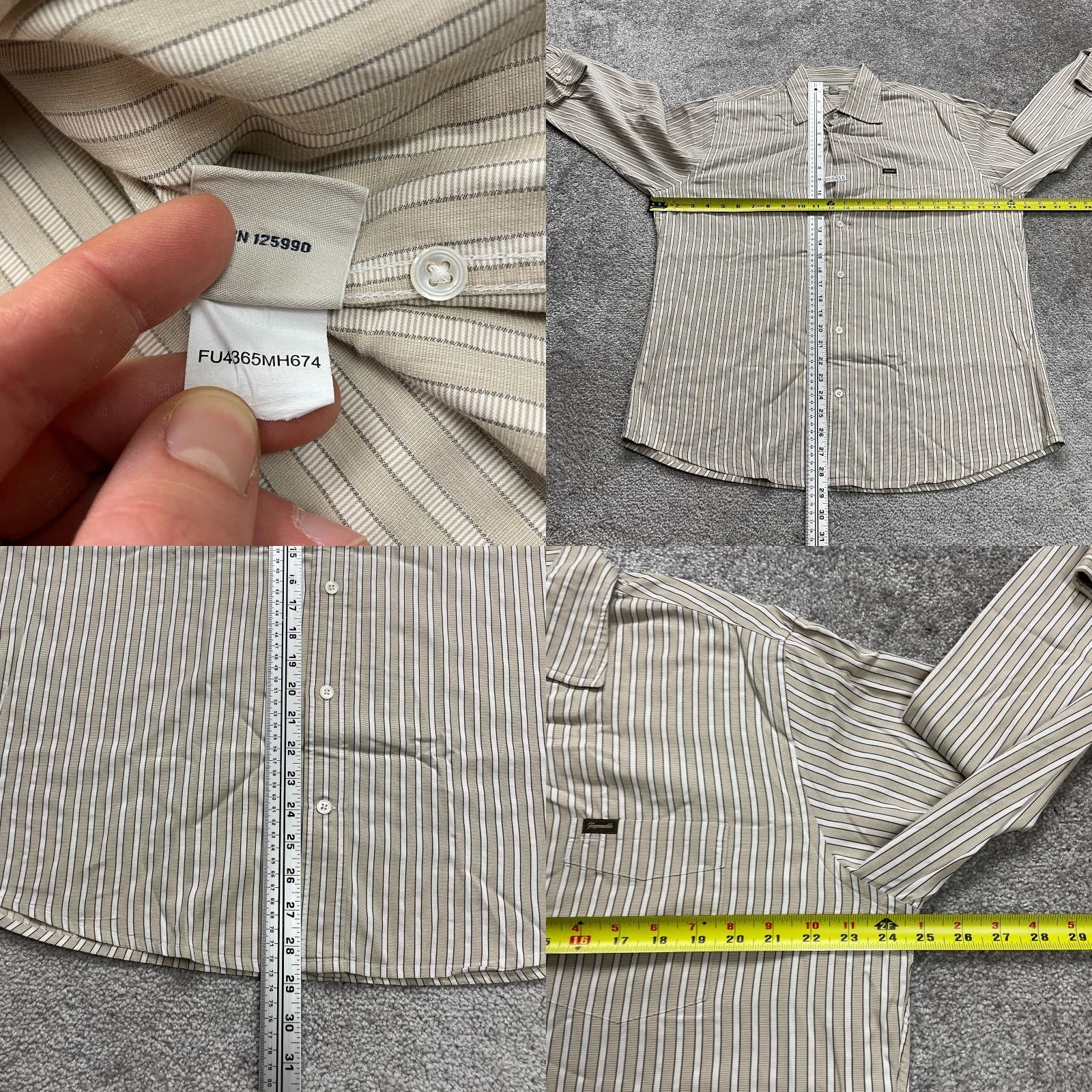 Faconnable Faconnable Dress Shirt Mens Large Brwon Striped Cotton Button Down Long Sleeve Size L / US 10 / IT 46 - 8 Thumbnail