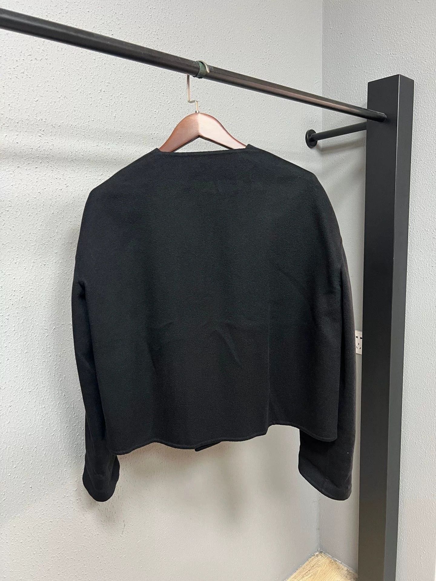 Hermes Hermes Black Collarless Wool Slant Zipper Jacket Size US 7 / EU 40 - 2 Thumbnail