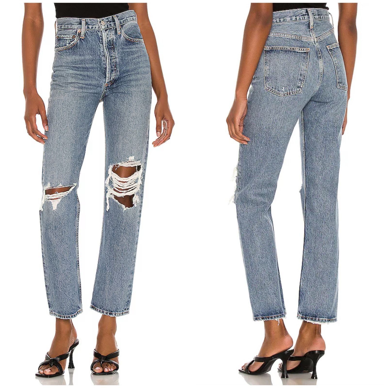 Agolde AGOLDE 90s Pinch Waist Jean Backdrop Distressed Size 24" / US 00 / IT 34 - 1 Thumbnail