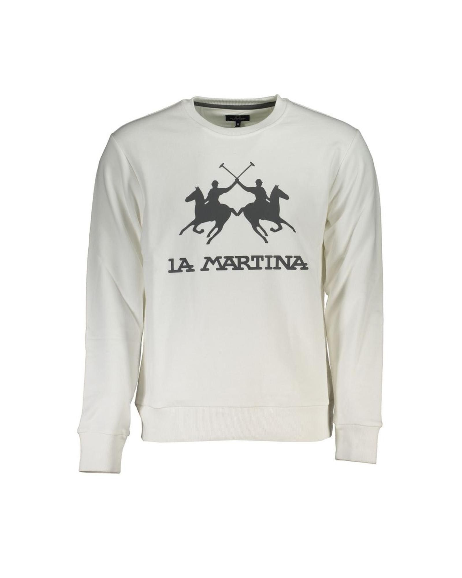 image of La Martina Brushed Cotton Crew Neck Sweater in White, Men's (Size XL)