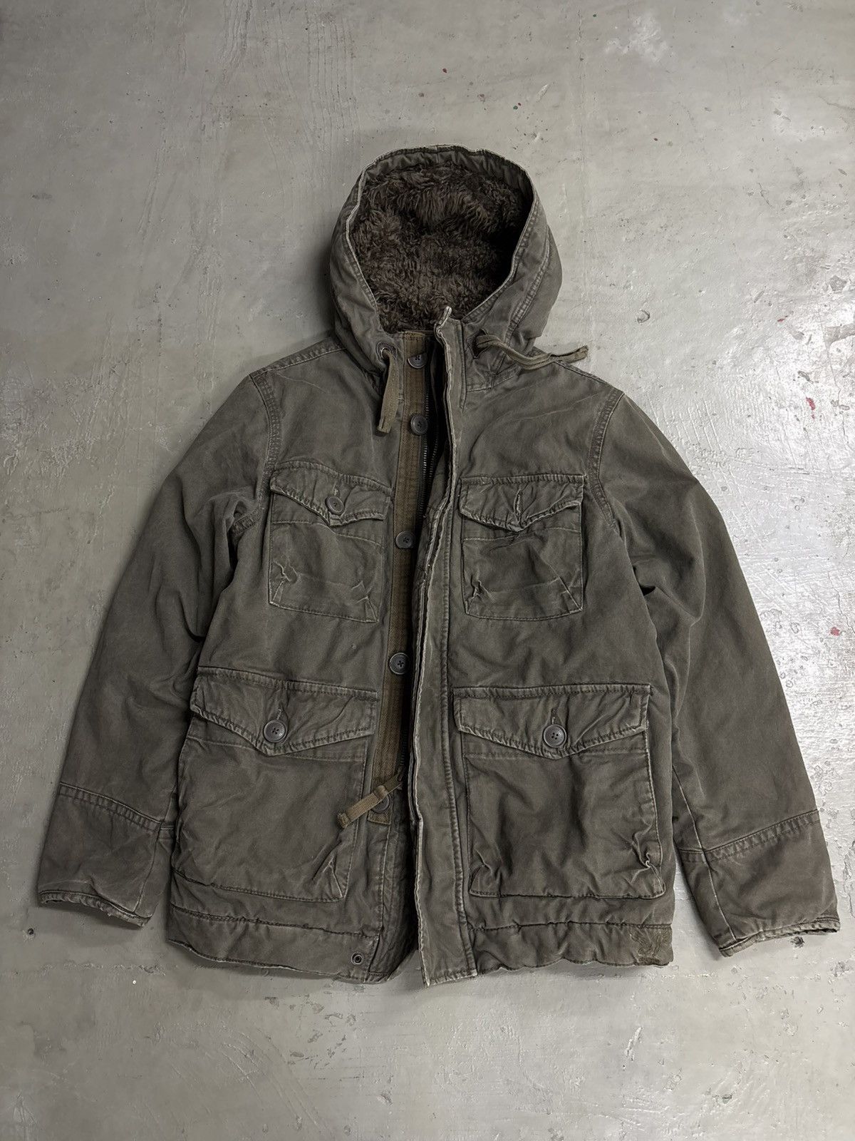 14th Addiction 💥MILITARY PARKA SHERPA LINEN HOODIE JACKET Size US S / EU 44-46 / 1 - 1 Thumbnail