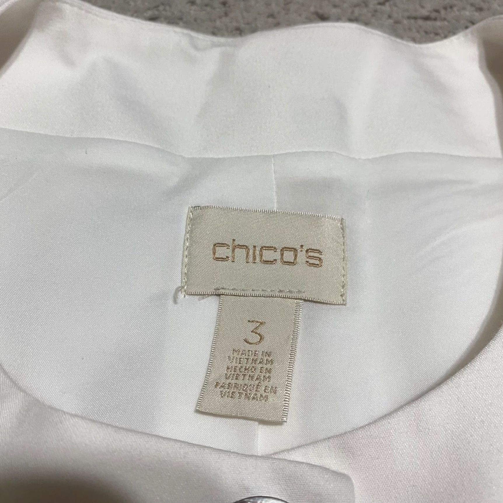 Vintage Chico's Blazer Jacket Women's XL White Collarless Snap Button Zip Pocket Business Size XL / US 12-14 / IT 48-50 - 3 Thumbnail