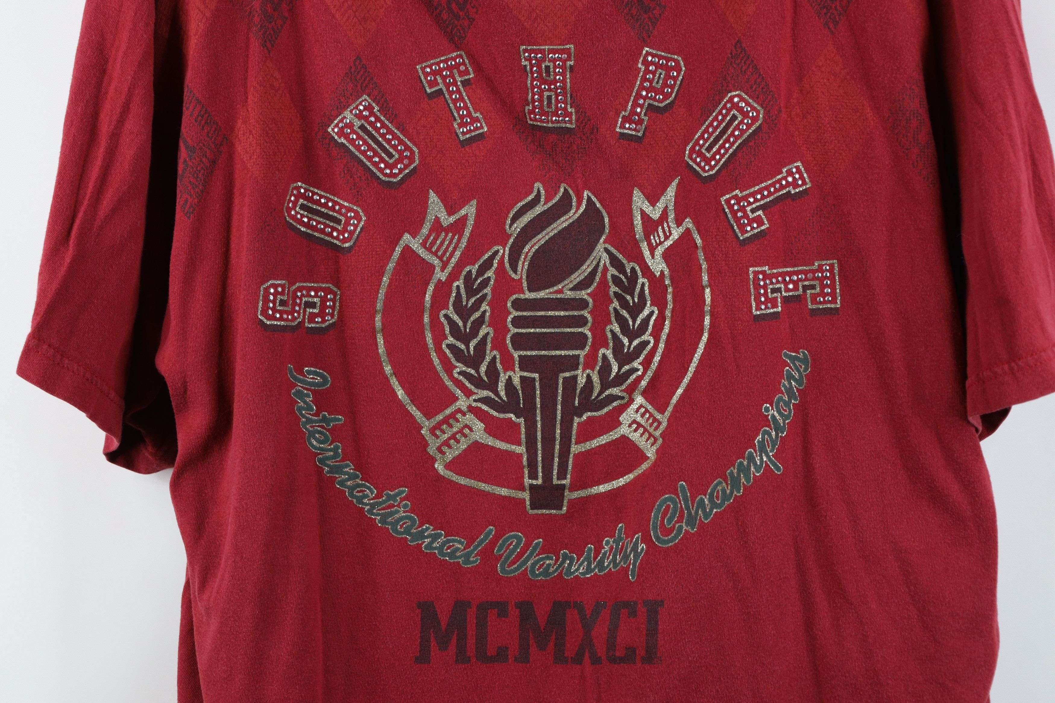 Southpole × Vintage Vintage 90s Y2K Southpole Spell Track and Field T-Shirt Red Size US L / EU 52-54 / 3 - 4 Thumbnail