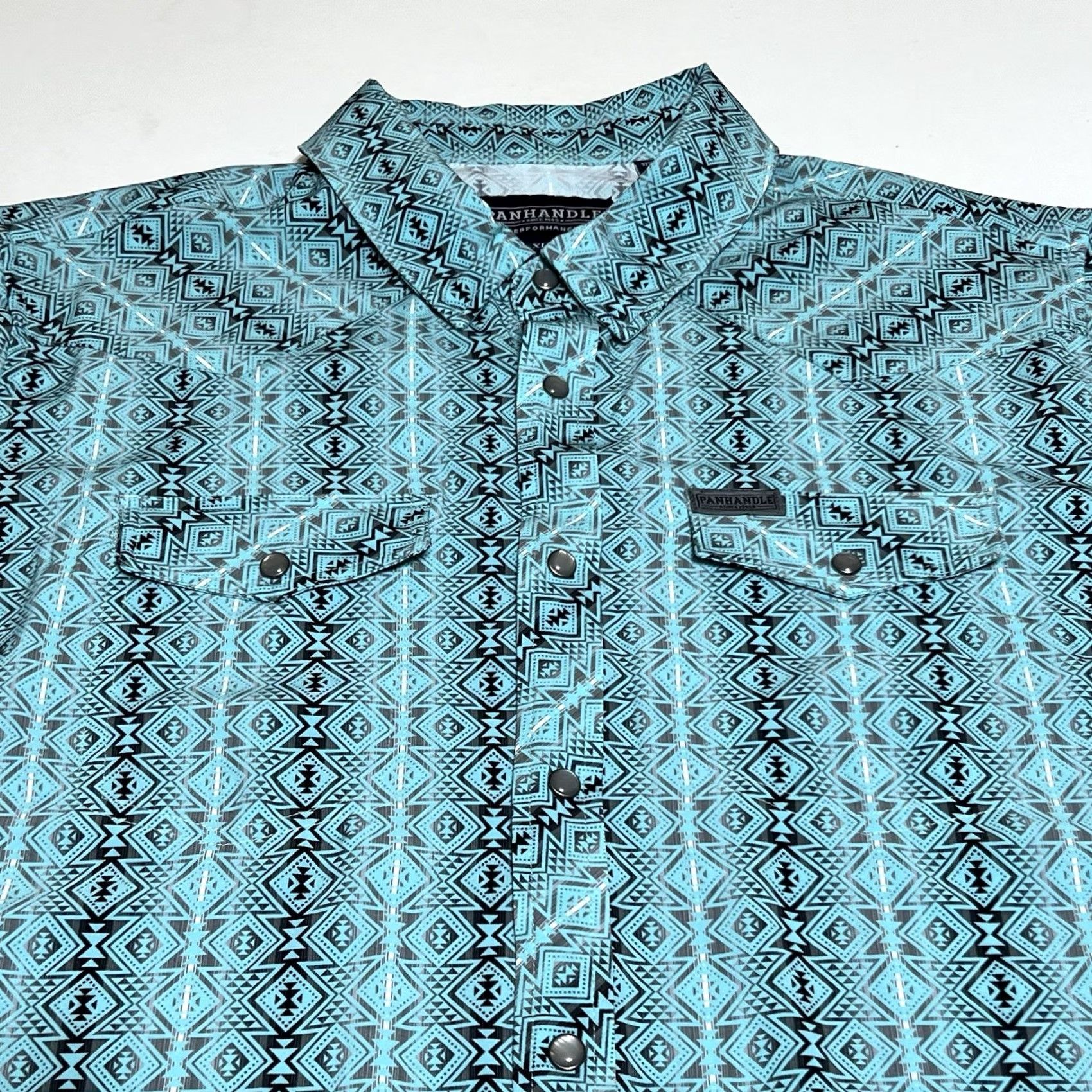 Vintage VINTAGE Panhandle Performance Mens XL Western Shirt Pearl Snap Aztec Turquoise Stretch Size US XL / EU 56 / 4 - 2 Thumbnail