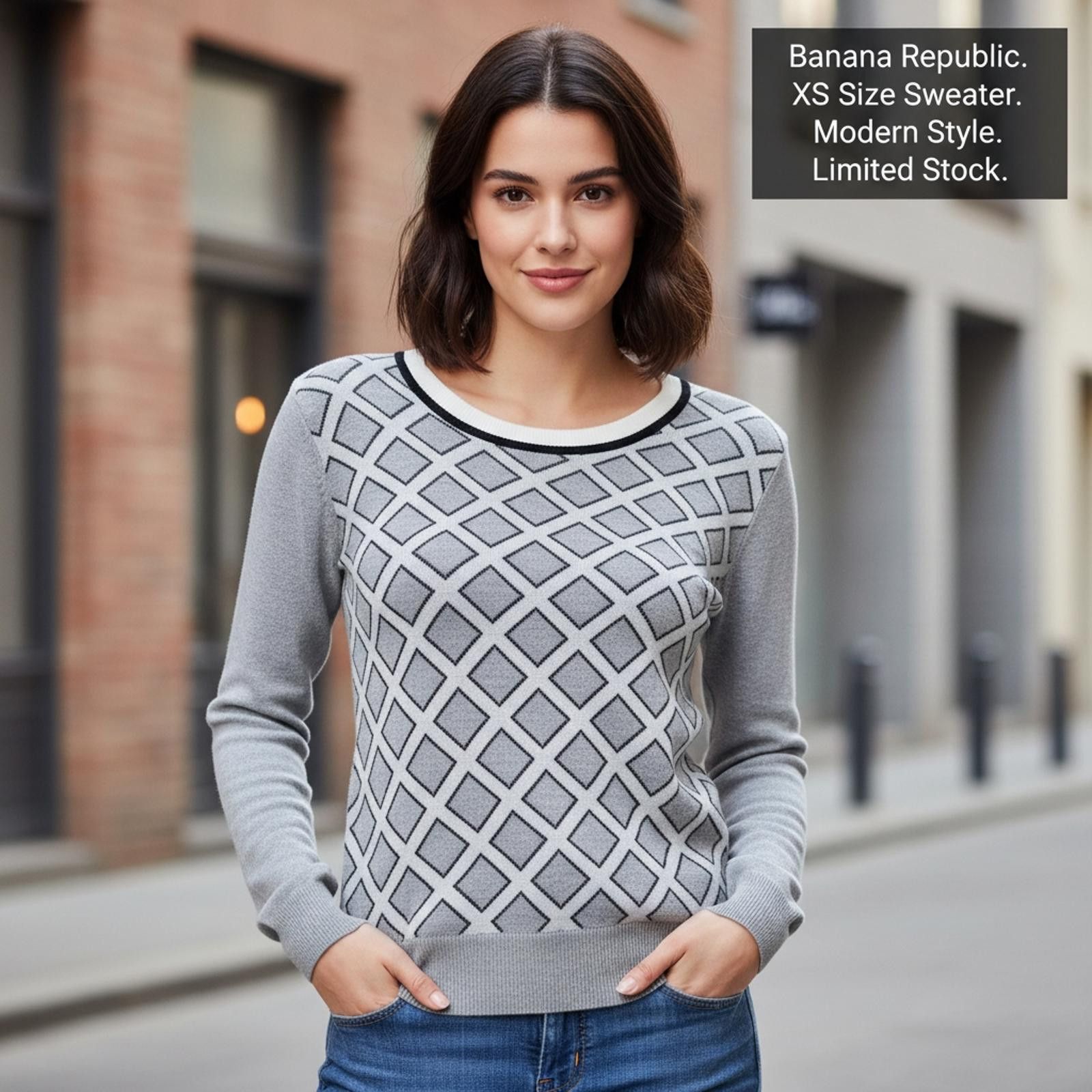Banana Republic Banana Republic XS Diamond-Pattern Sweater Size XS / US 0-2 / IT 36-38 - 2 Thumbnail