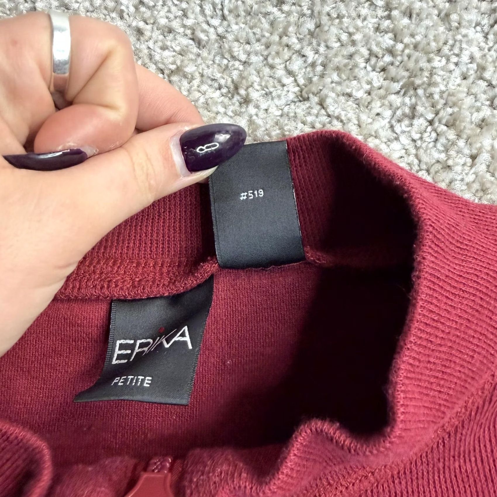Velour VINTAGE Erika Sweater Women PM Red Mock Neck Floral Velour Full Zip Knit Size M / US 6-8 / IT 42-44 - 6 Thumbnail