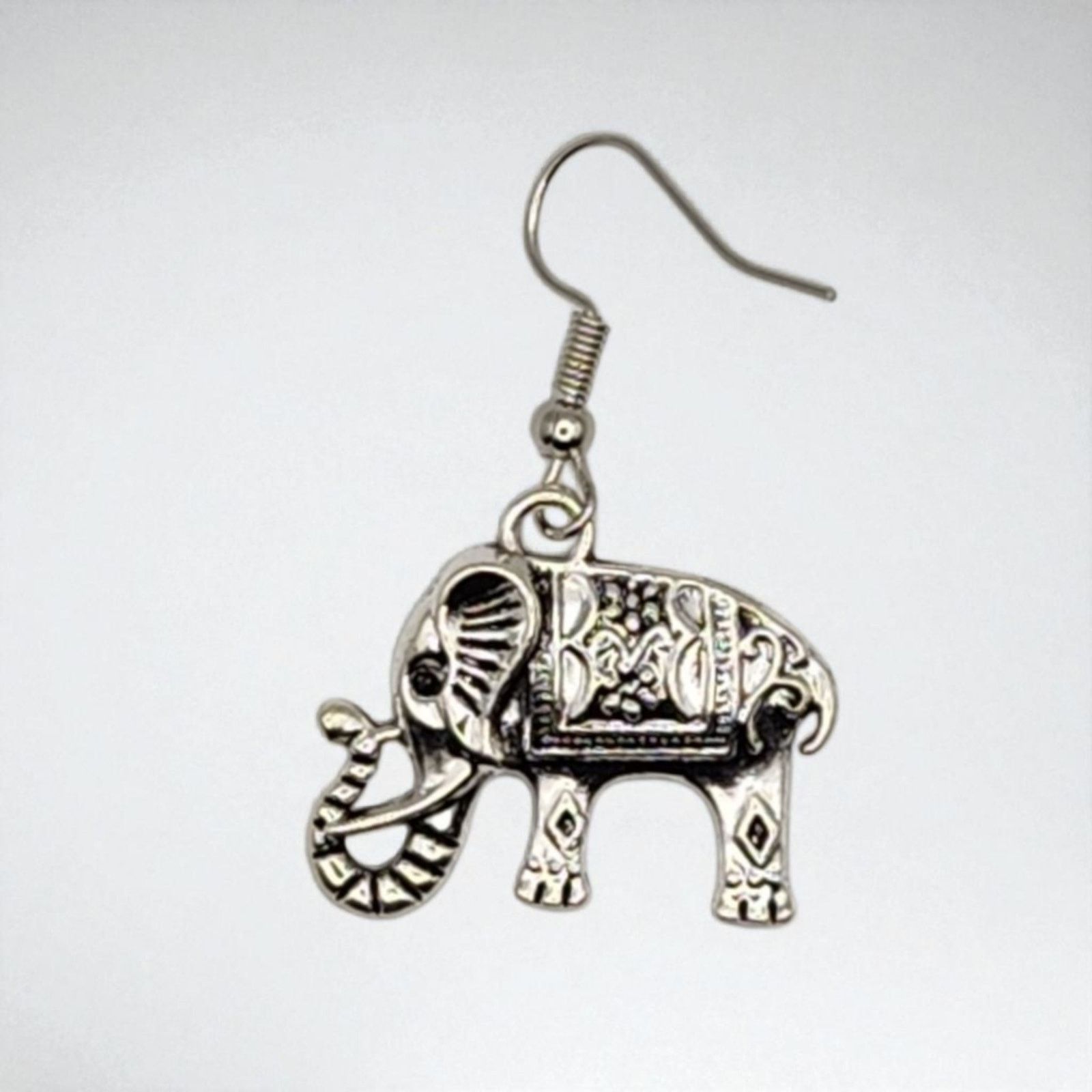 Other Intricate Silver Elephant Earrings - Animal Statement Boho Size ONE SIZE - 4 Thumbnail
