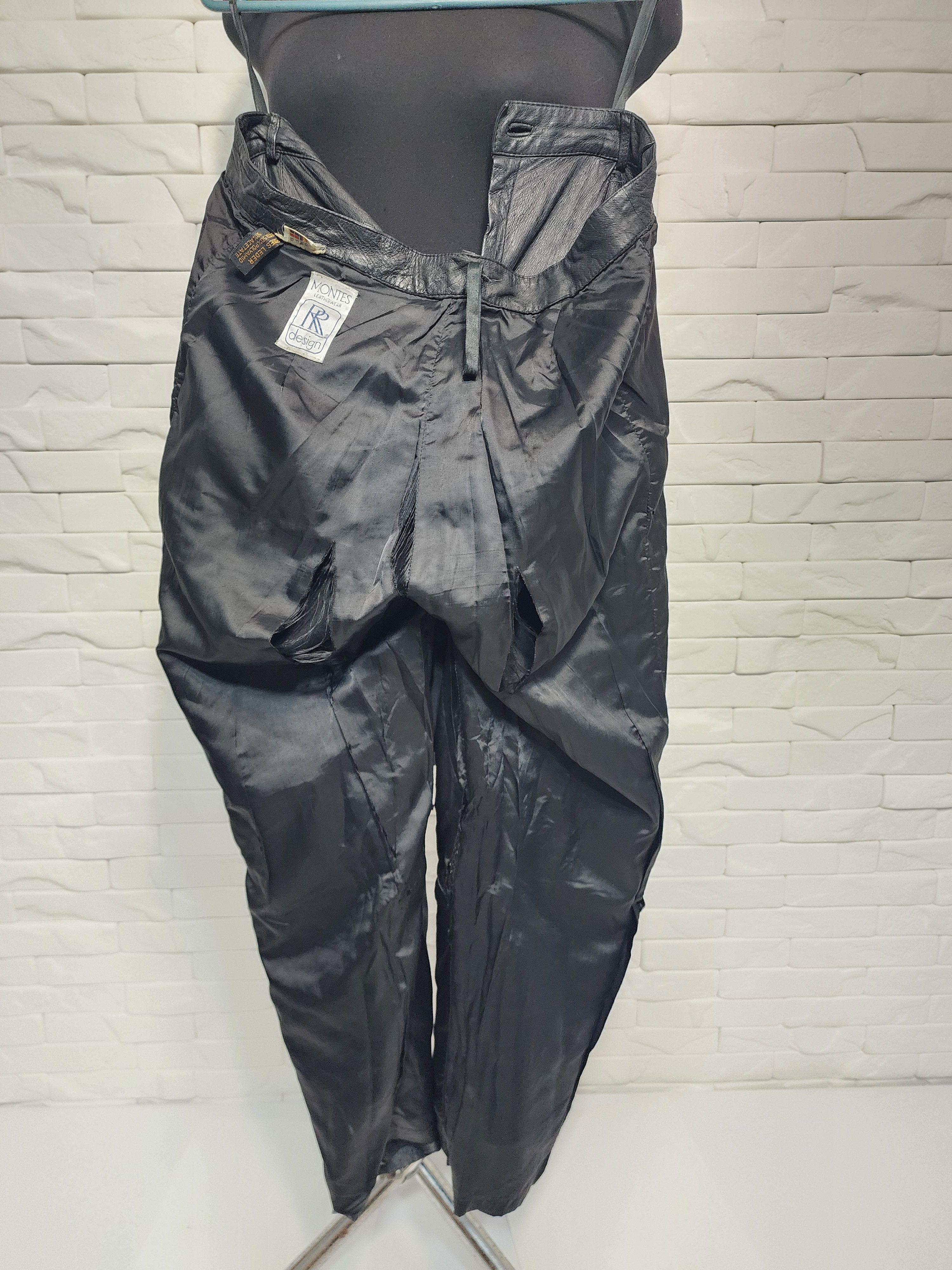 Genuine Leather Vintage Black Leather Pants: Men's Soft Leather Trousers Size US 29 - 9 Thumbnail