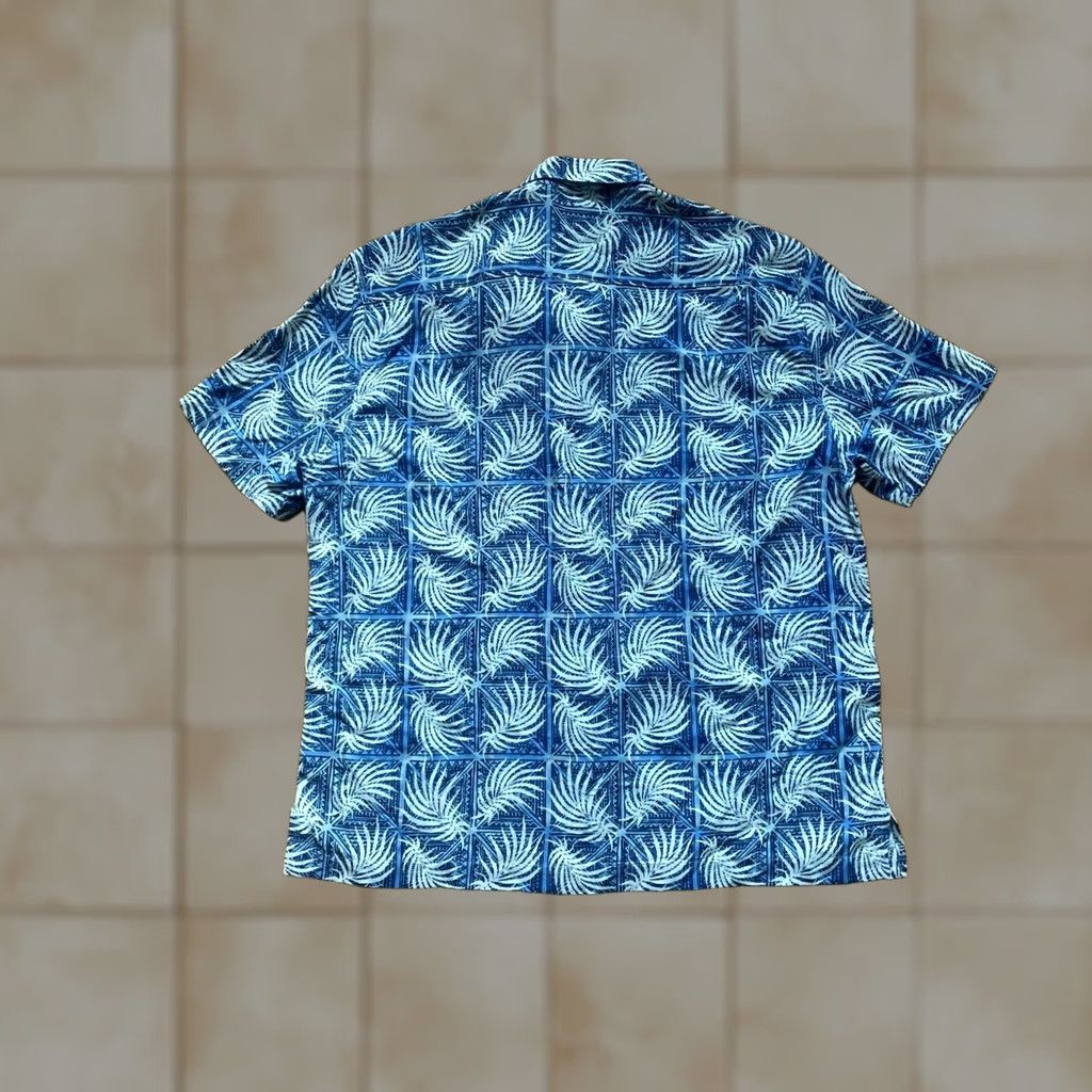 Nat Nast NAT NAST Camp Shirt Navy Blue Tropical Floral Silk Cotton 70% Silk 30% Cotton Button-Up Collared Mens Large SS Size US L / EU 52-54 / 3 - 1 Thumbnail