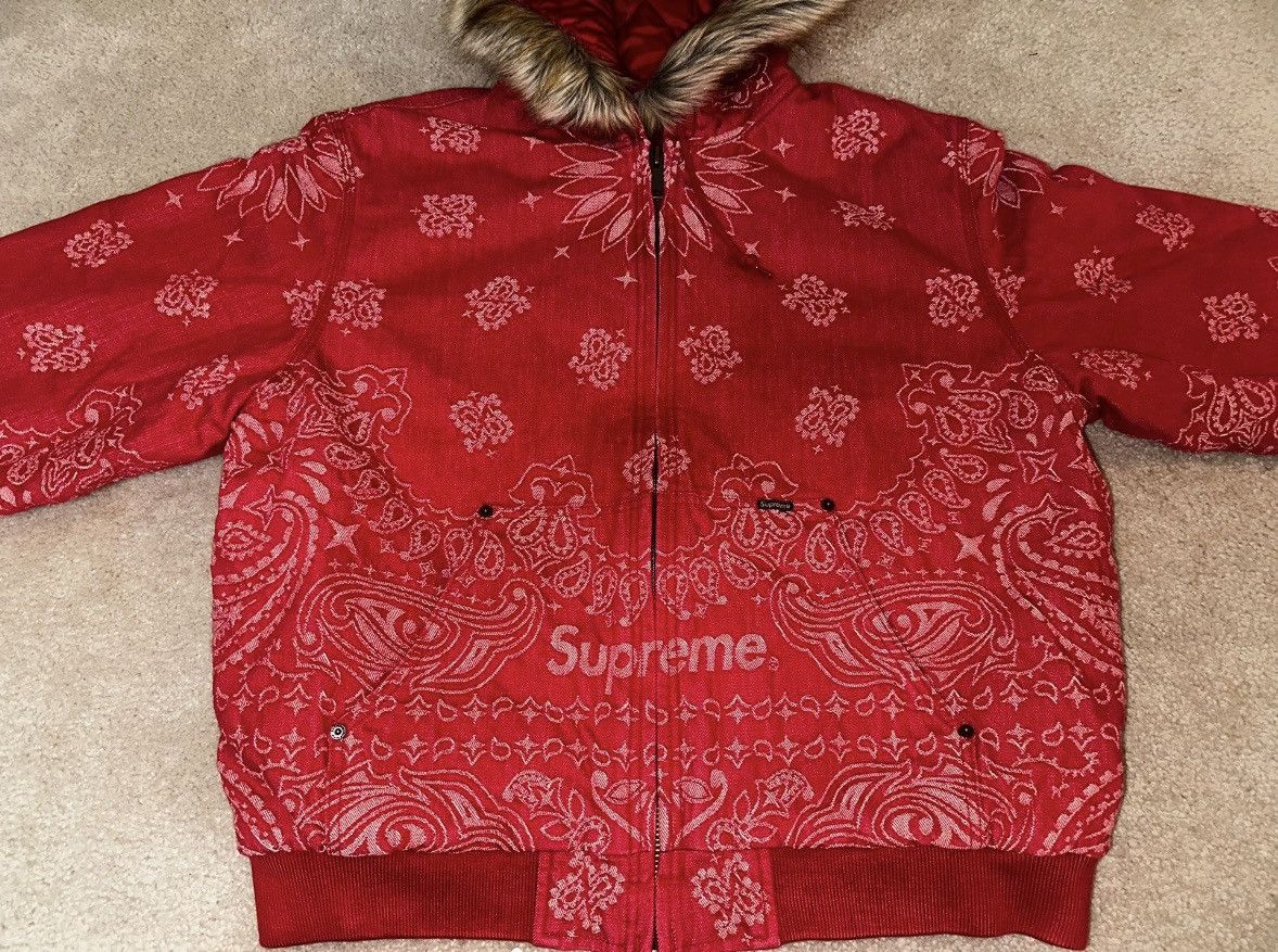 Supreme Supreme Bandana Jacquard Denim Hooded Work Jacket Size US L / EU 52-54 / 3 - 3 Thumbnail