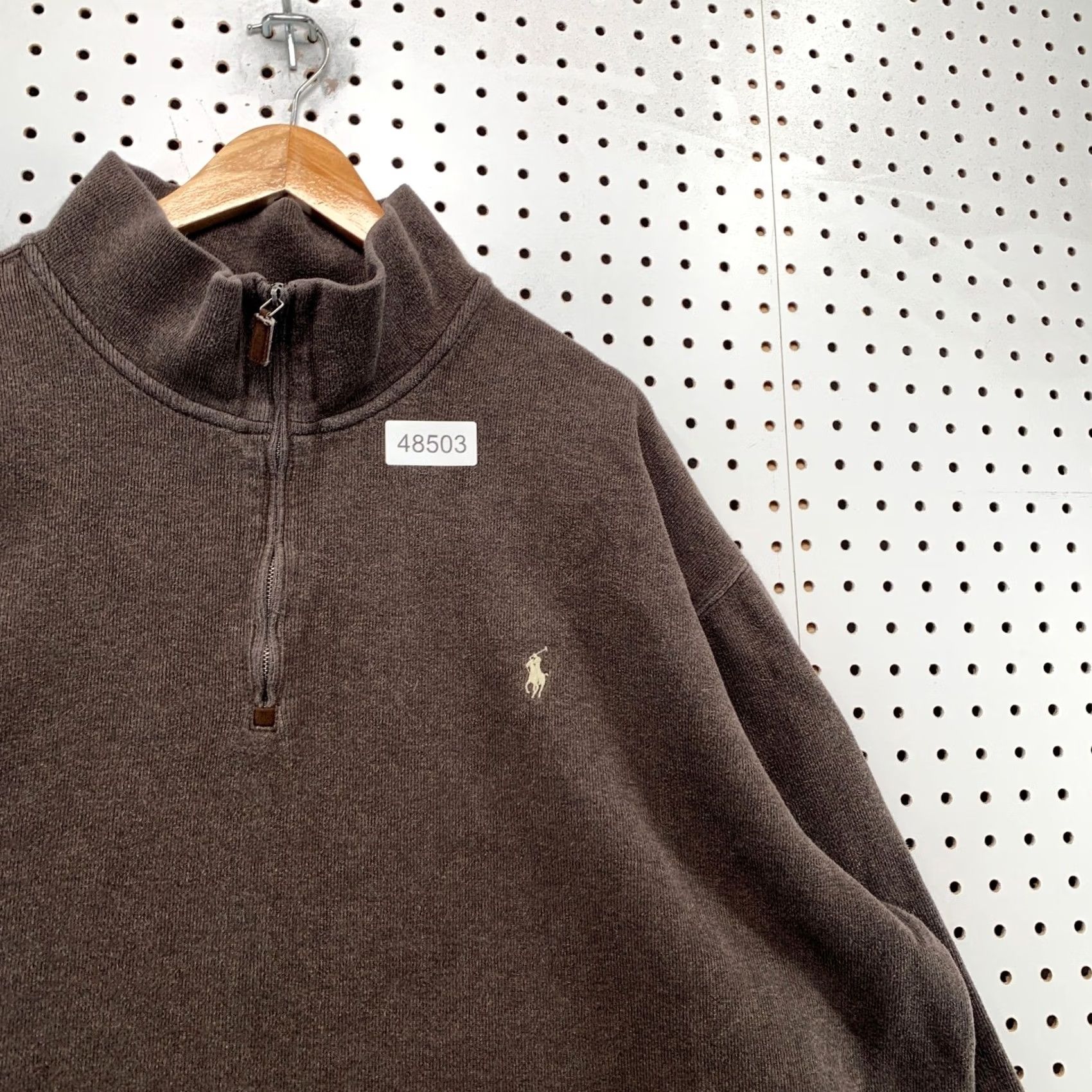 Polo Ralph Lauren VINTAGE Polo Ralph Lauren Pullover 4XB Brown Quarter Zip 90s Big and Tall Cotton Mens Size US XXL / EU 58 / 5 - 6 Thumbnail