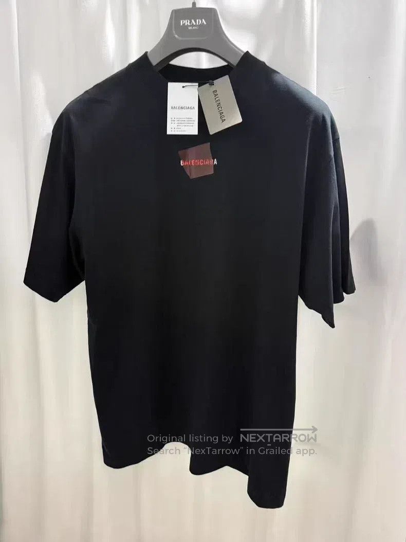 Balenciaga Balenciaga Blue-Black Embroidered Tape Short Sleeve Size US L / EU 52-54 / 3 - 1 Thumbnail