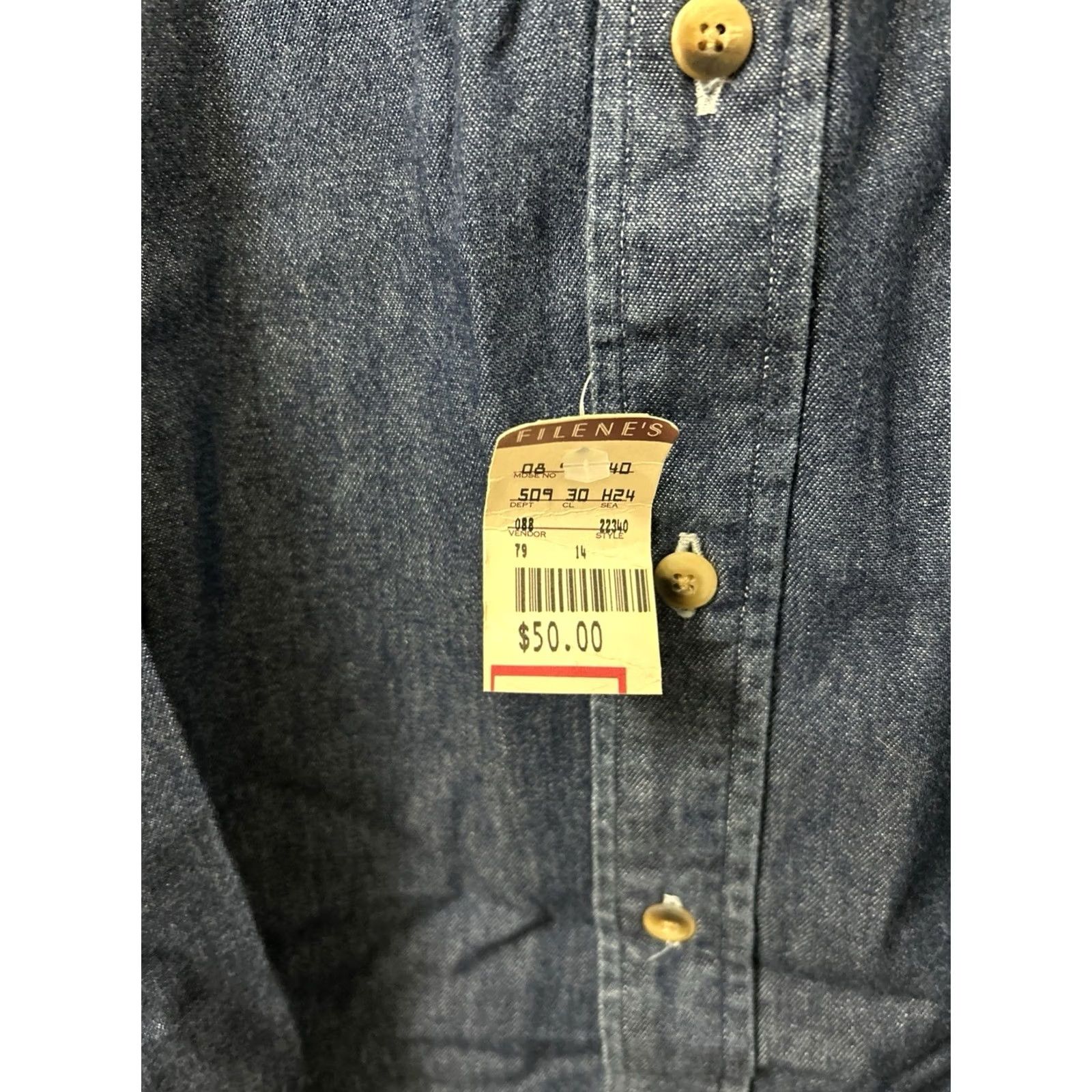 Nautica VINTAGE Nautica Denim Shirt Mens XL Blue Button-Down Cotton Long Sleeve Plaid NWT Size US XL / EU 56 / 4 - 7 Thumbnail