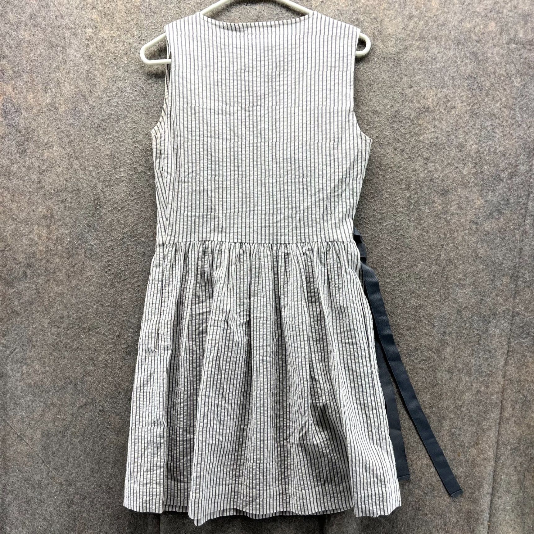 Tommy Hilfiger Tommy Hilfiger Dress Women 8 White Striped Sleeveless Cotton A-Line V-Neck Knitted Pullover Casual Party/Cocktail Travel Knee Length Size M / US 6-8 / IT 42-44 - 2 Thumbnail