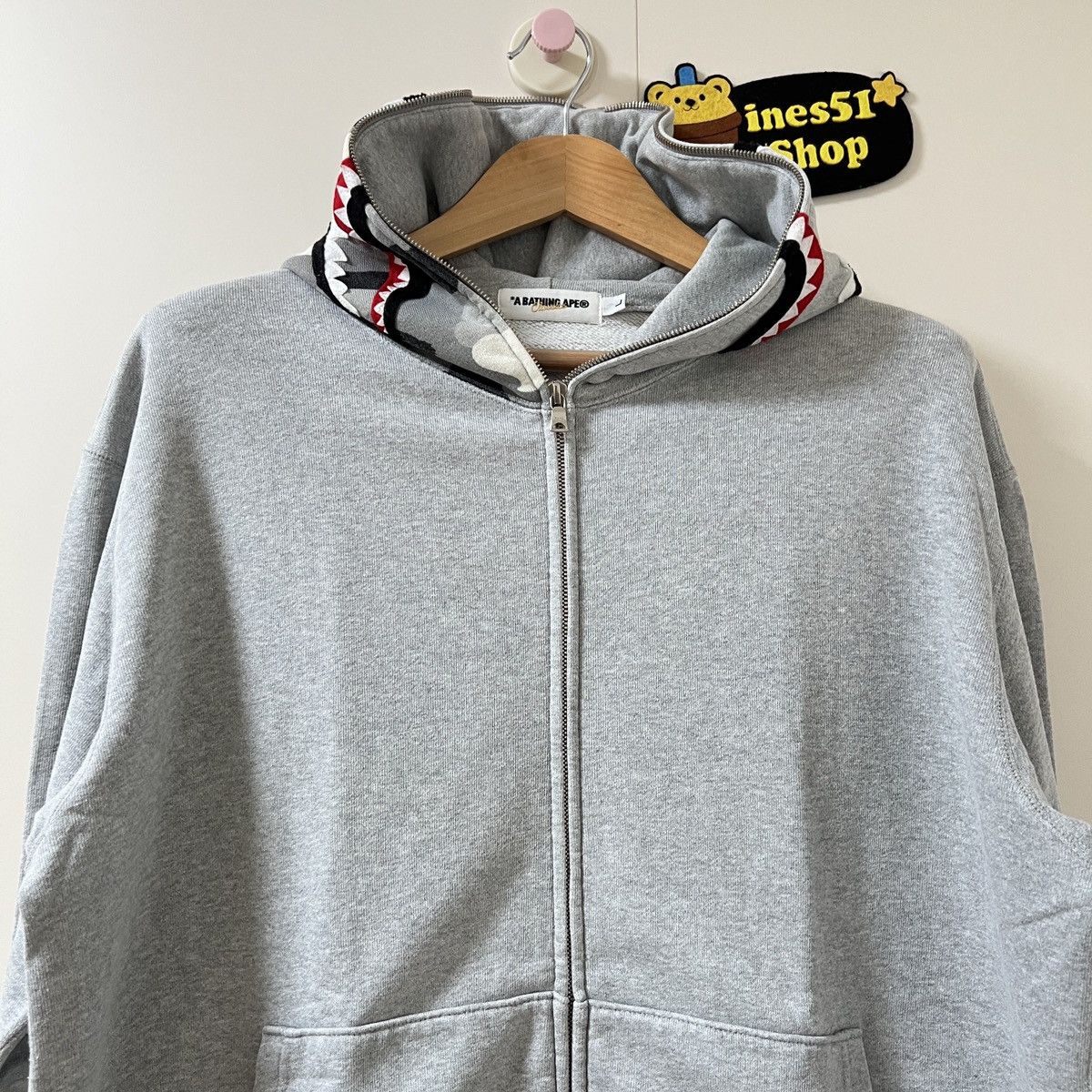 Bape Bape camo gray shark zip up hoodie Size US M / EU 48-50 / 2 - 10 Thumbnail